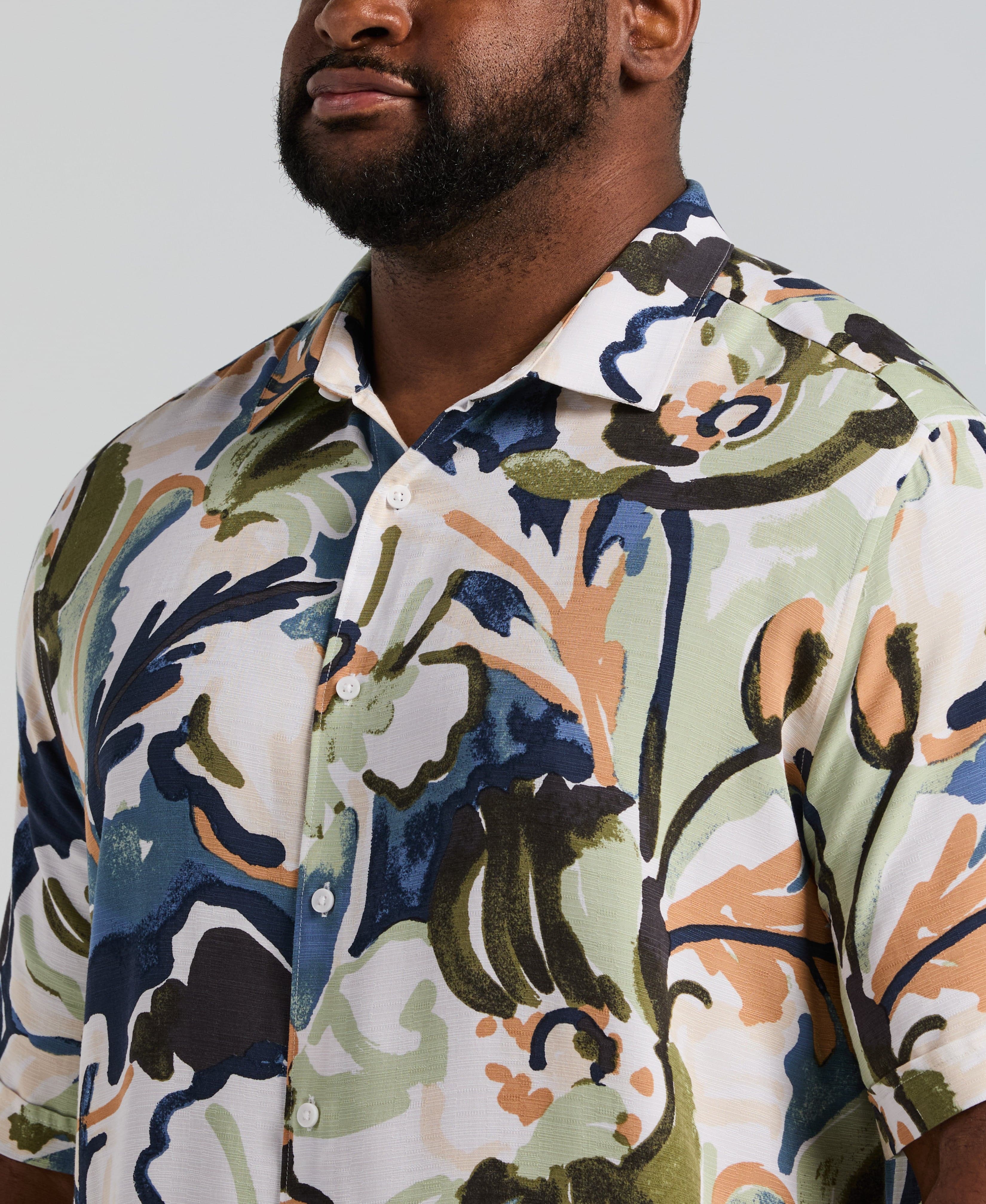Big & Tall Watercolor Print Shirt - Image 4