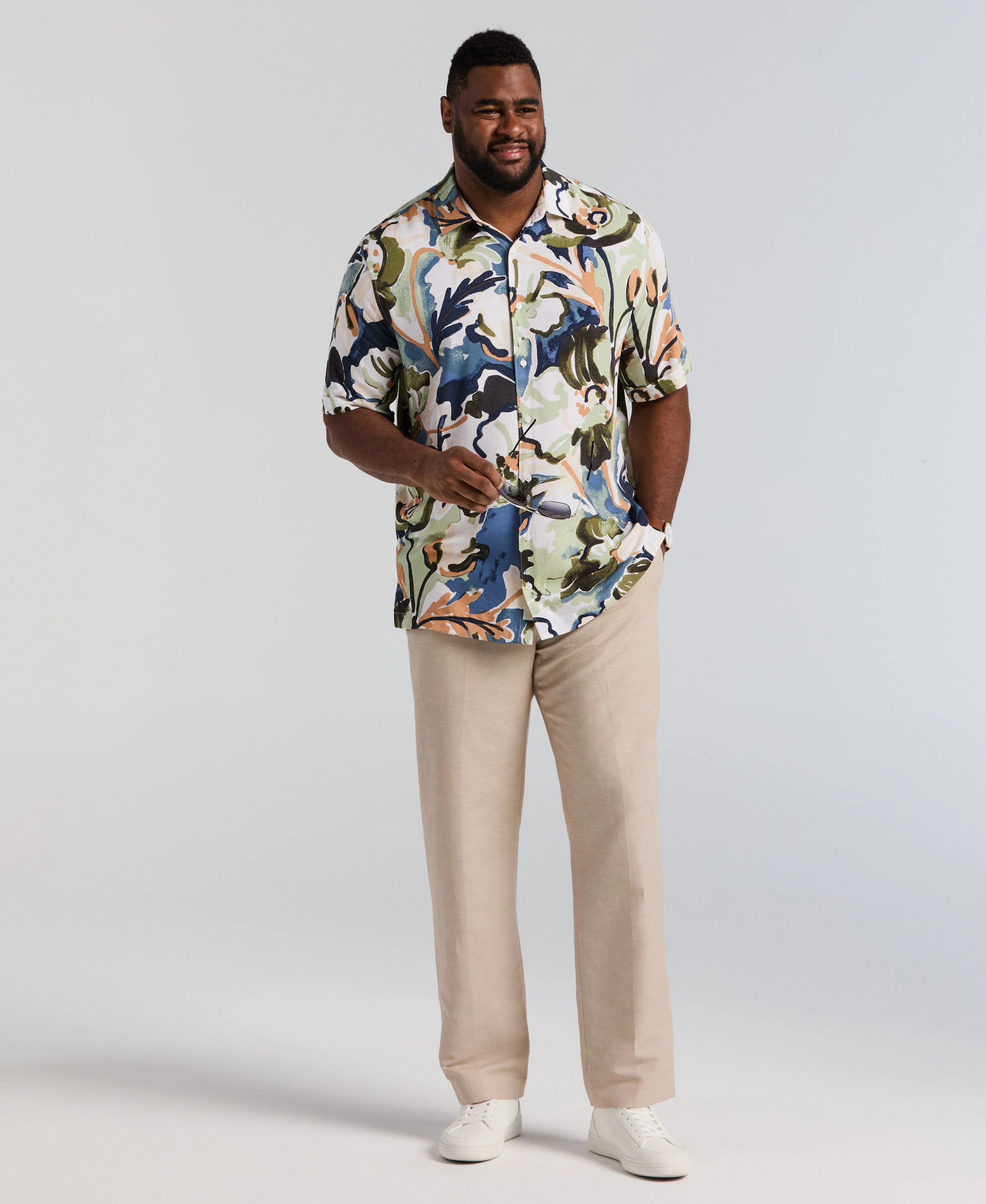 Big & Tall Watercolor Print Shirt - Image 5