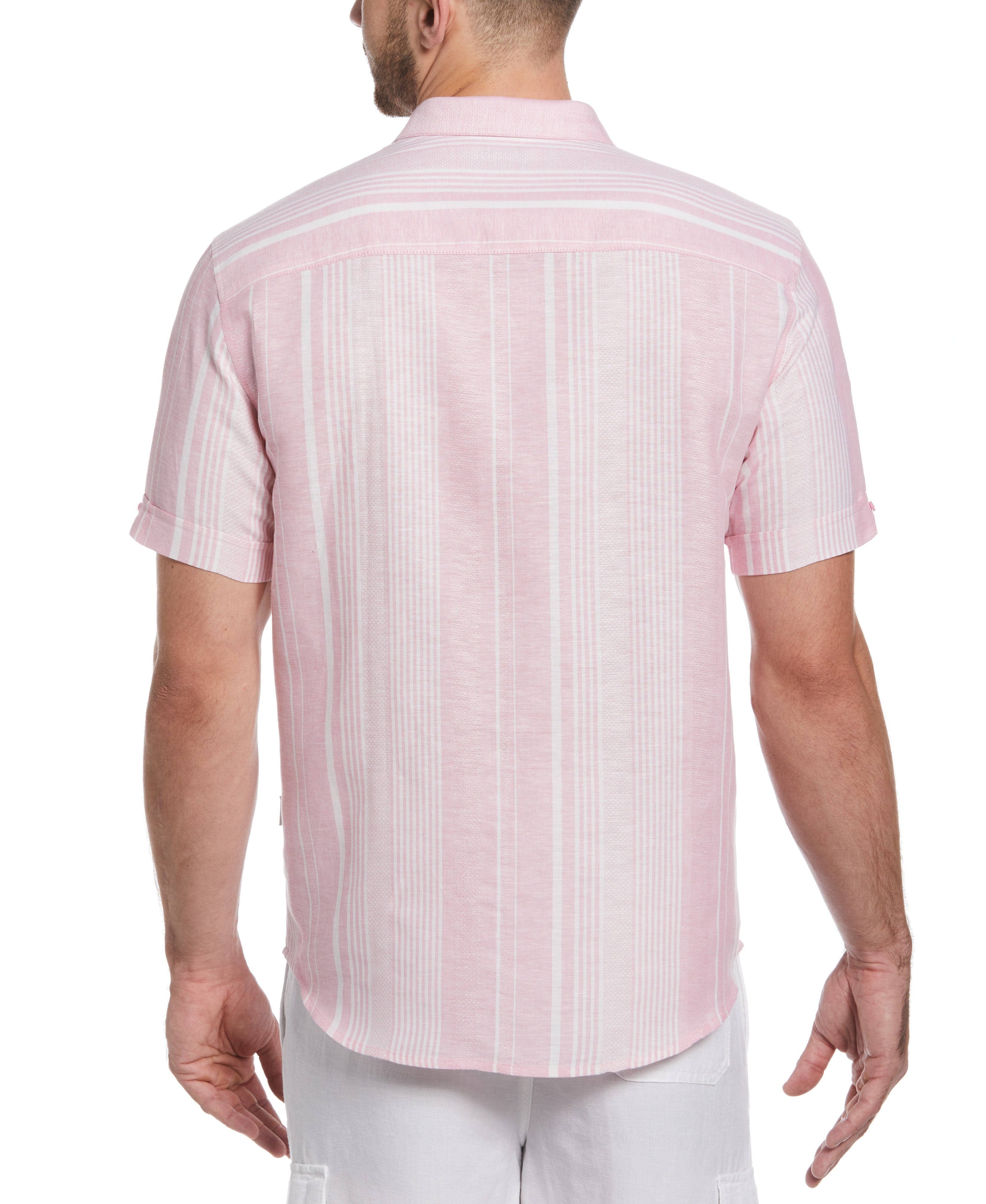 Big & Tall Yarn Dye Textured Stripe Shirt - Image 2