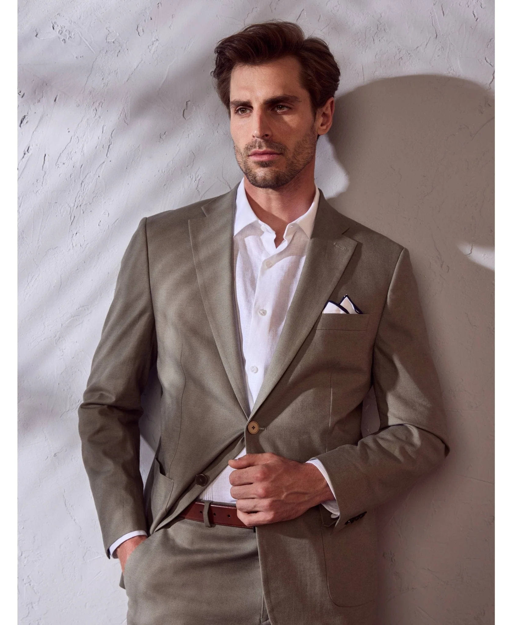 Linen Blend Burnt Olive Suit - Image 8