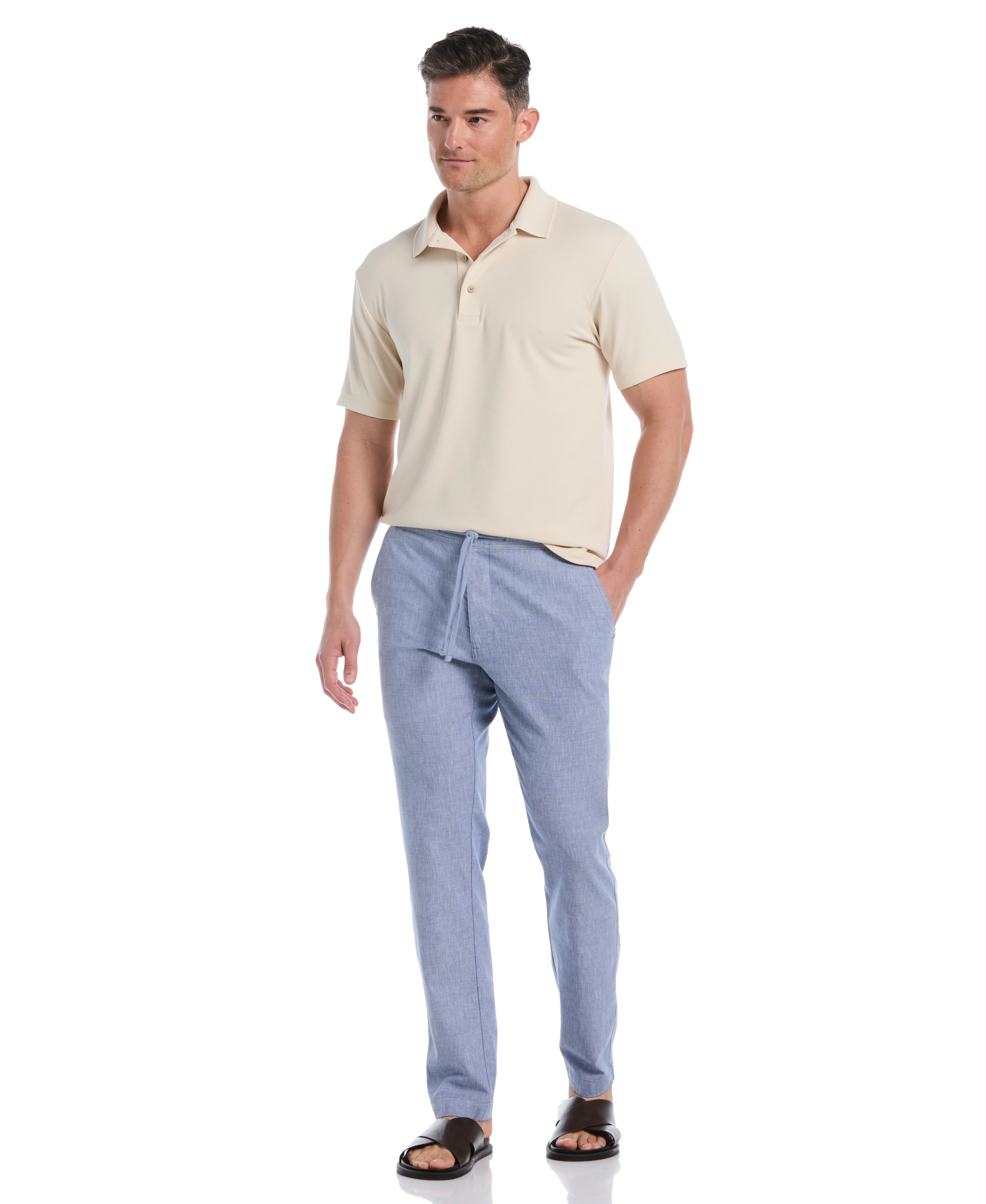 Cotton Linen Blend Stretch Drawstring Pant - Image 3