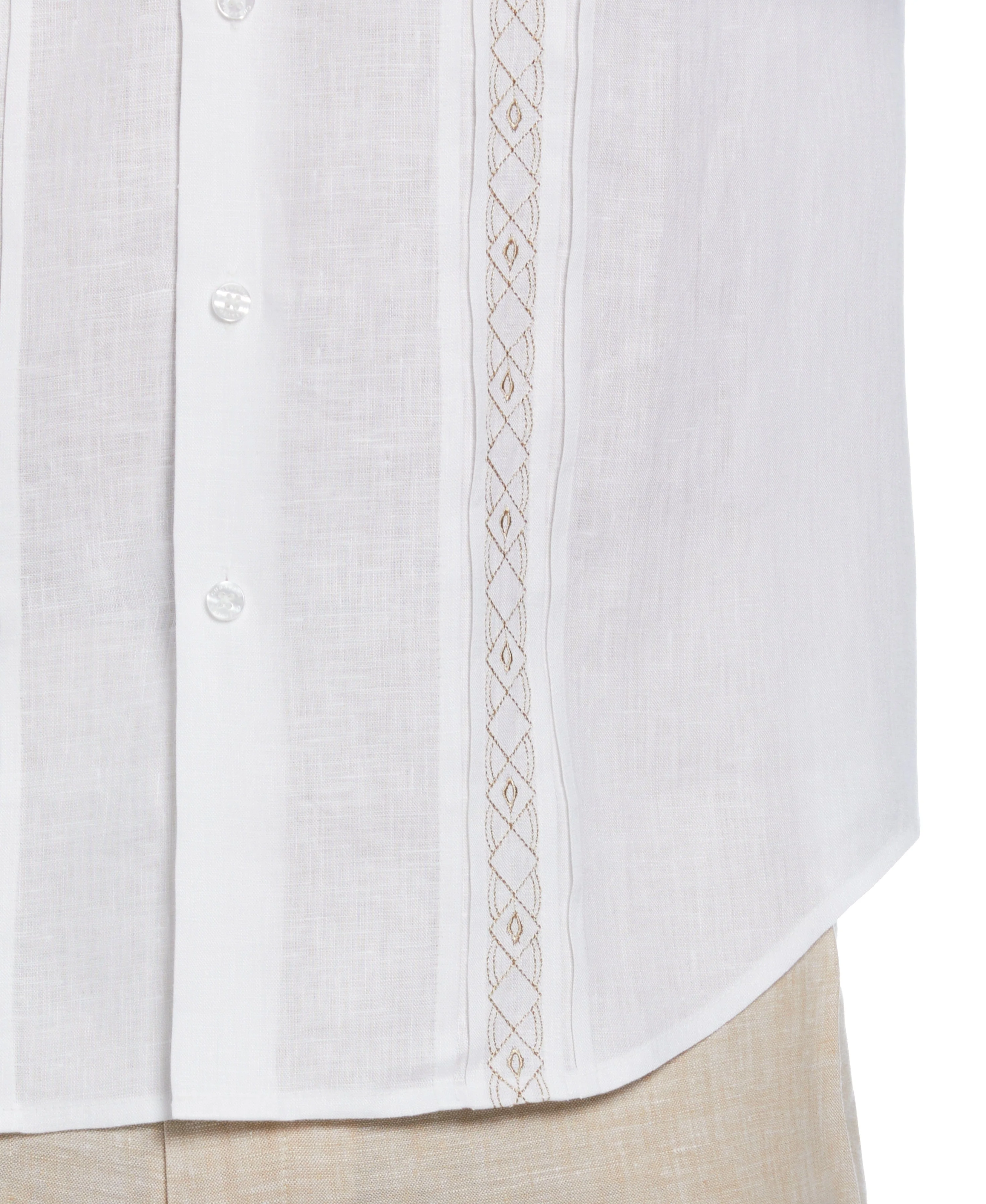 Cross Dye Linen Pintuck Embroidered Panel Shirt - Image 9