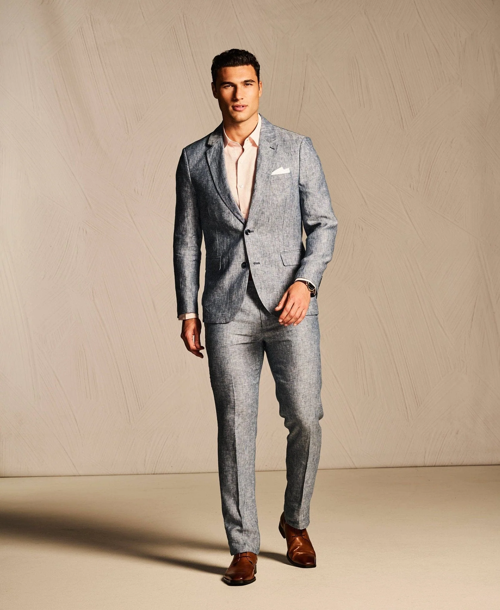 Delave Ensign Blue Linen Suit - Image 2