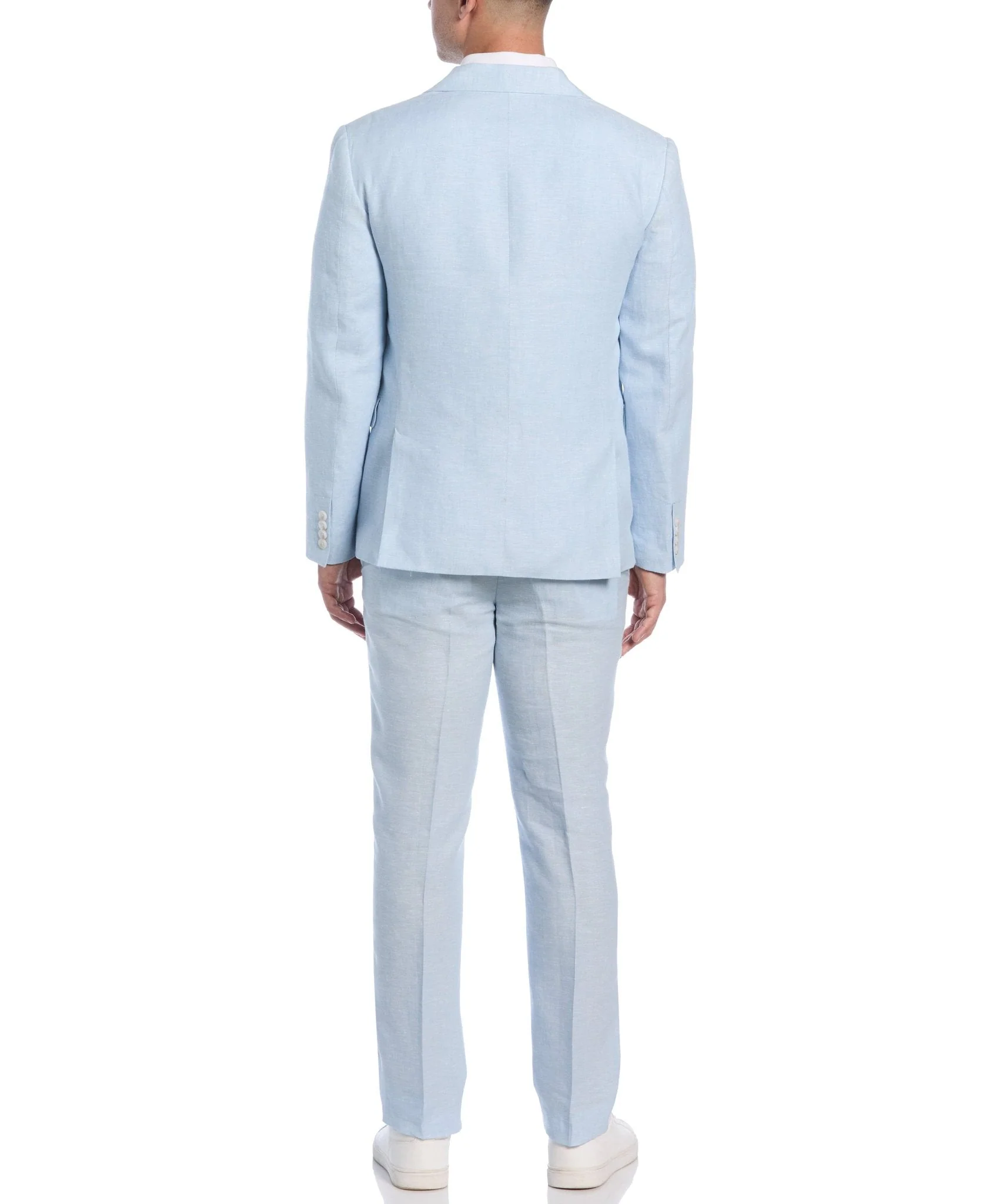 Double Breasted Delave Linen Dream Blue Suit - Image 3