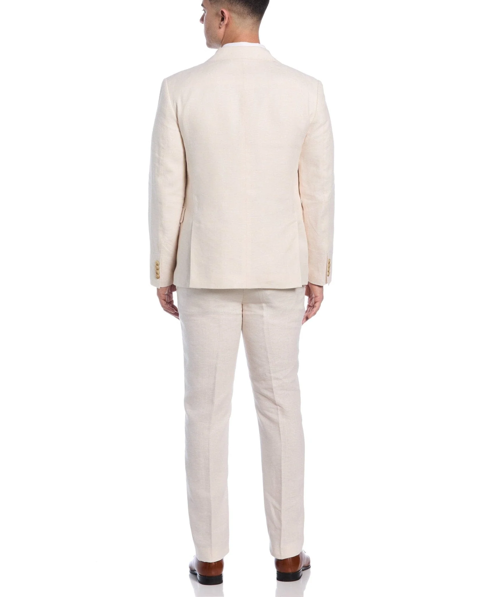 Double Breasted Delave Linen Whitecap Grey Suit - Image 3
