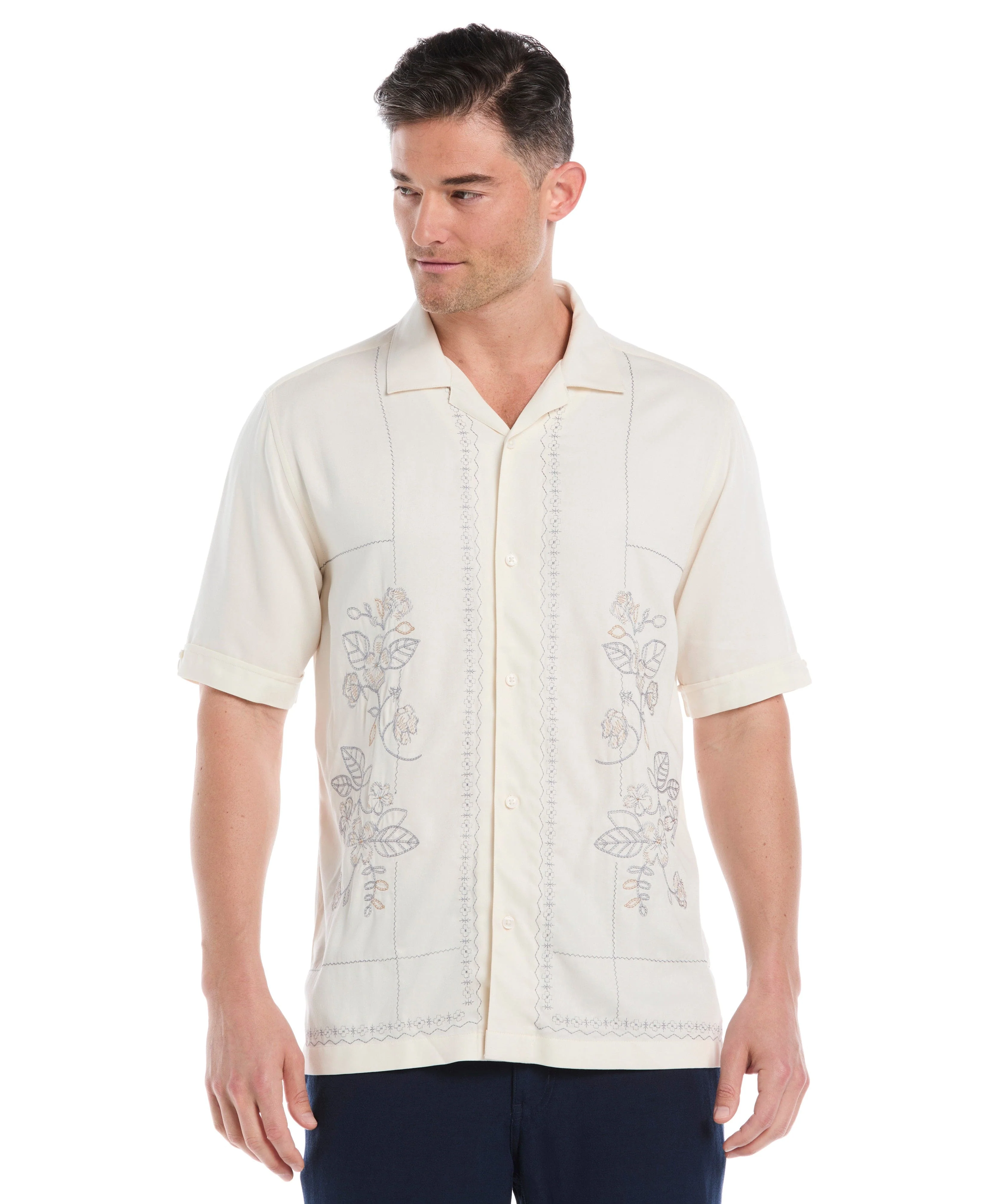 Embroidered Camp Collar Shirt