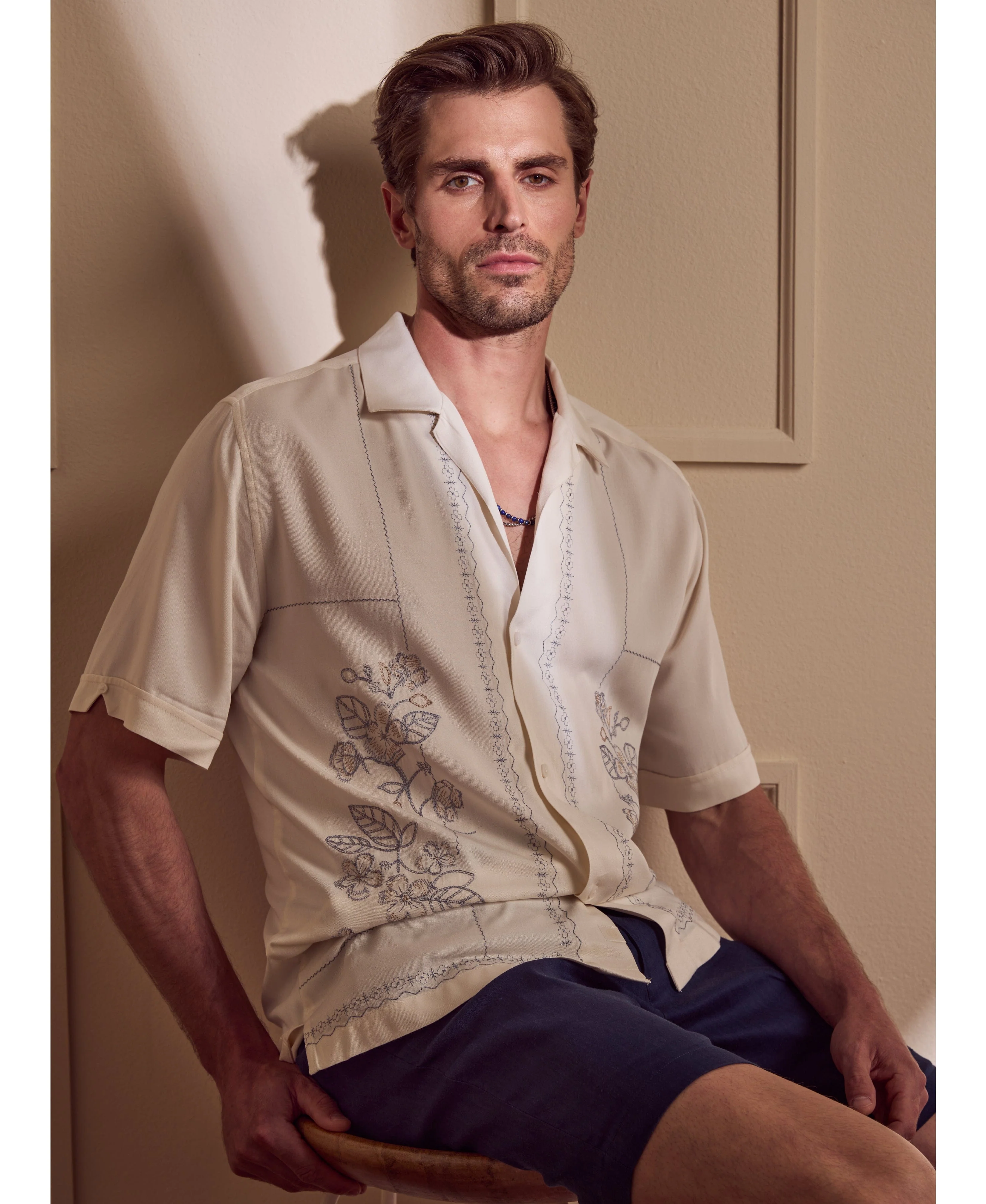 Embroidered Camp Collar Shirt - Image 2