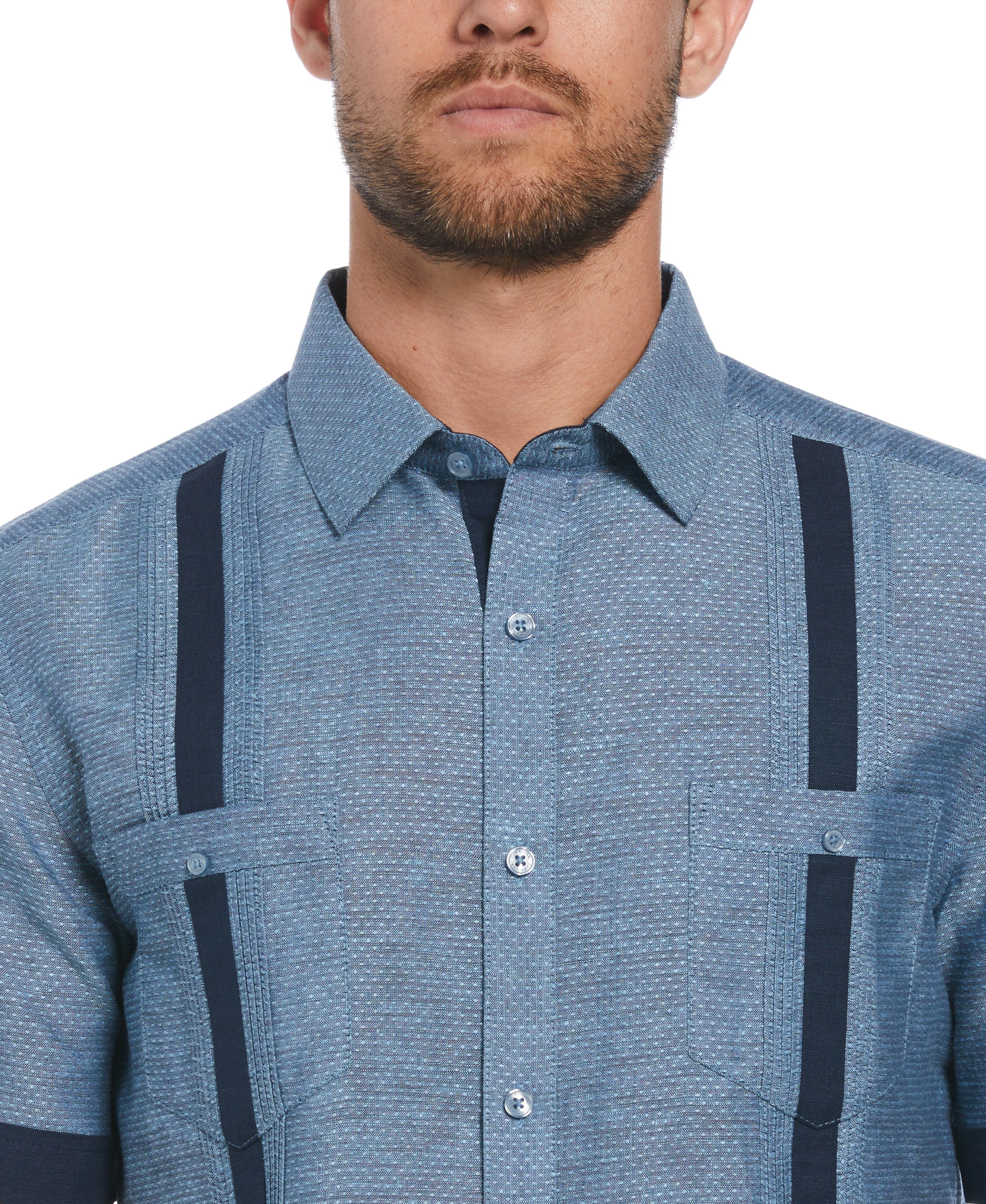Fashion Double Pocket Guayabera Shirt - Image 3