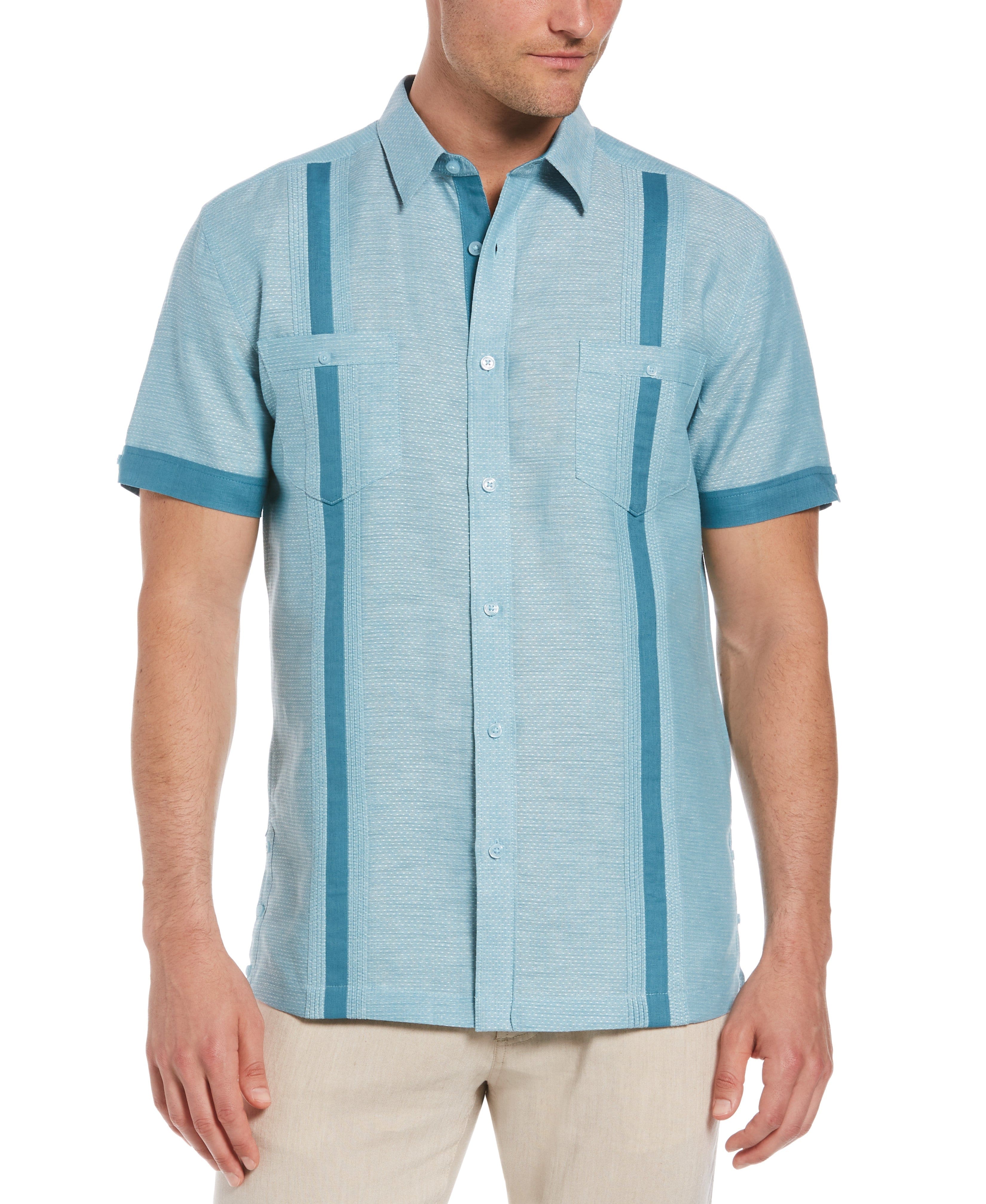Fashion Double Pocket Guayabera Shirt - Image 6