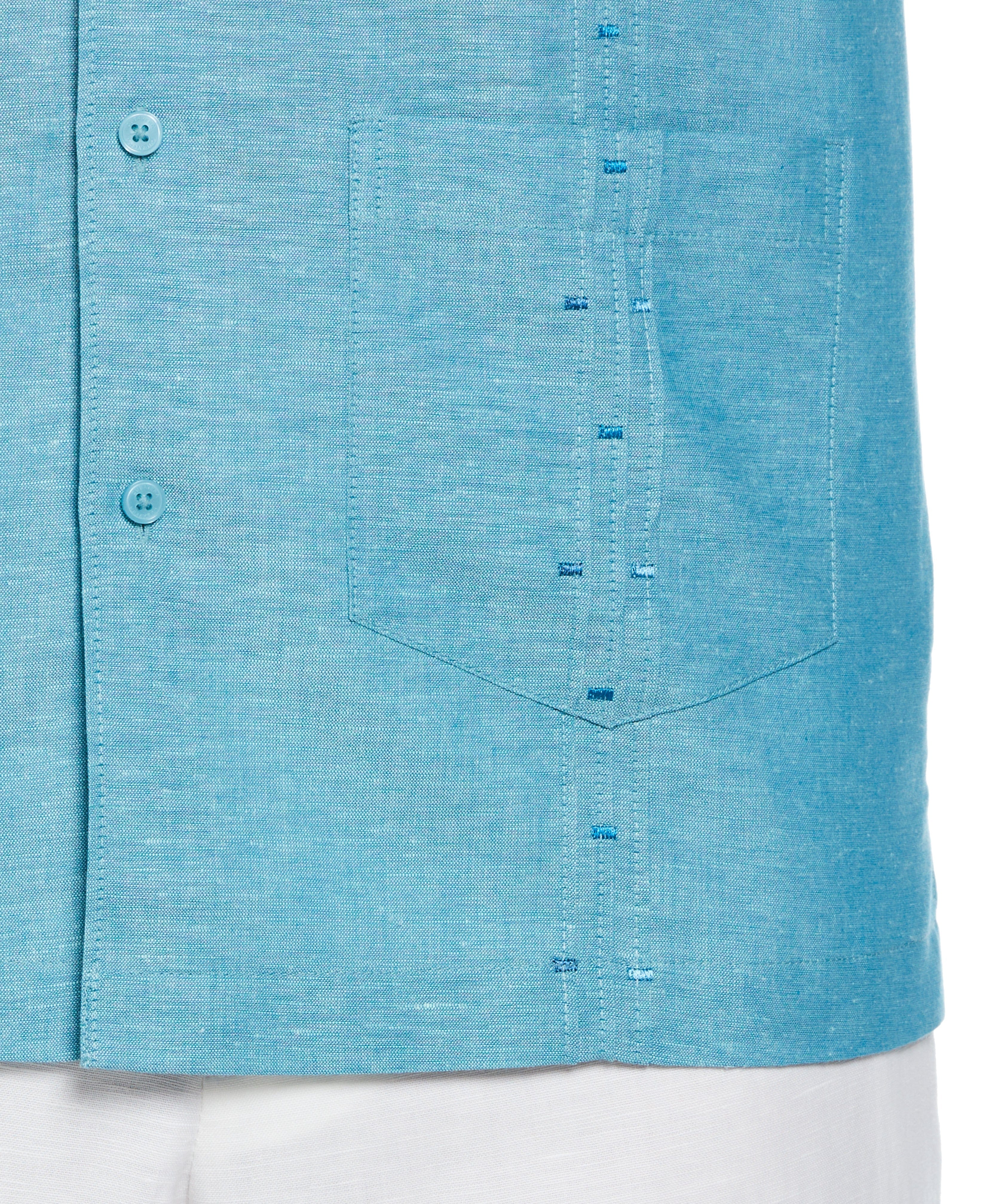 Fashion Four Pocket Linen-Blend Guayabera Shirt - Image 4