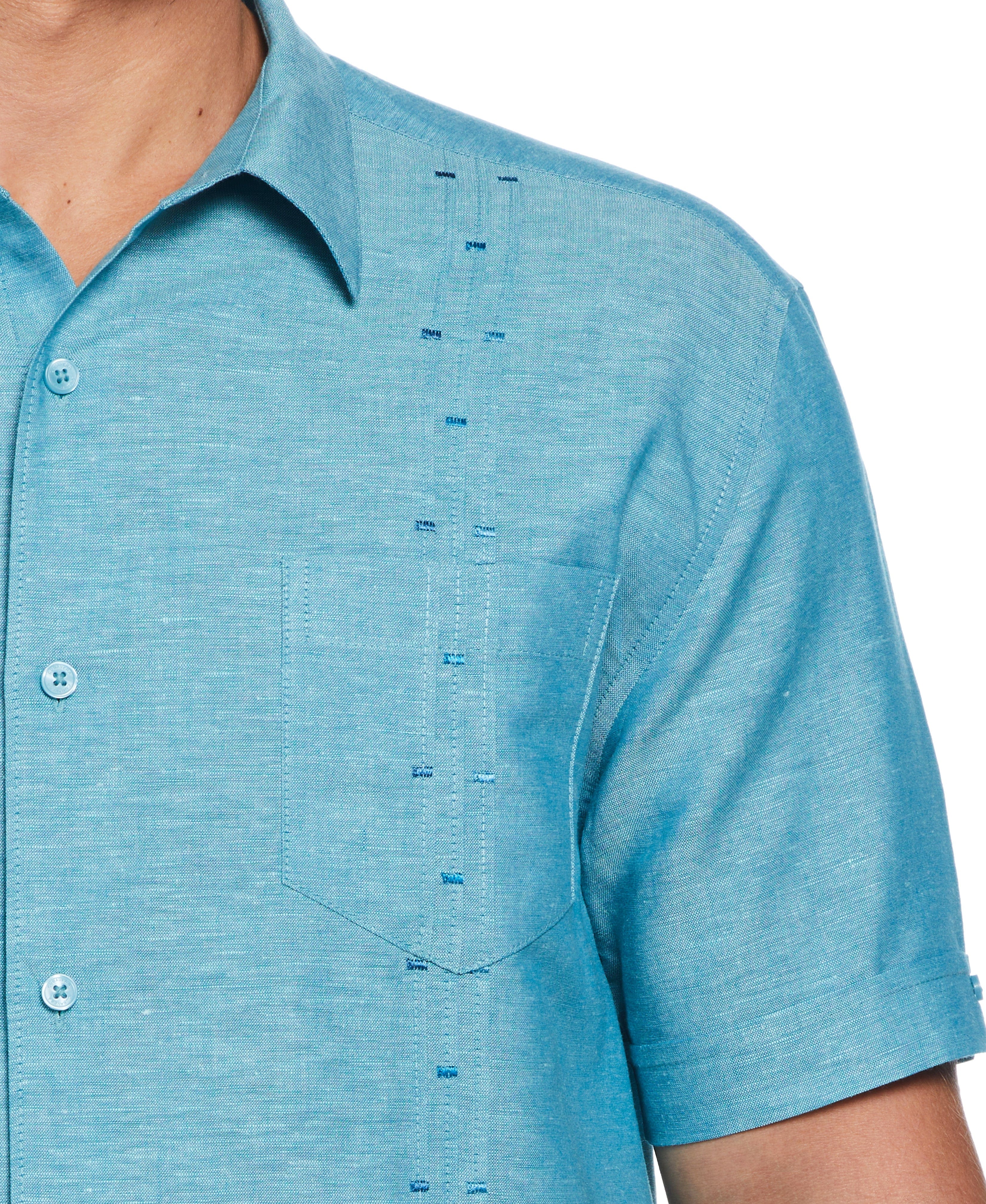 Fashion Four Pocket Linen-Blend Guayabera Shirt - Image 5