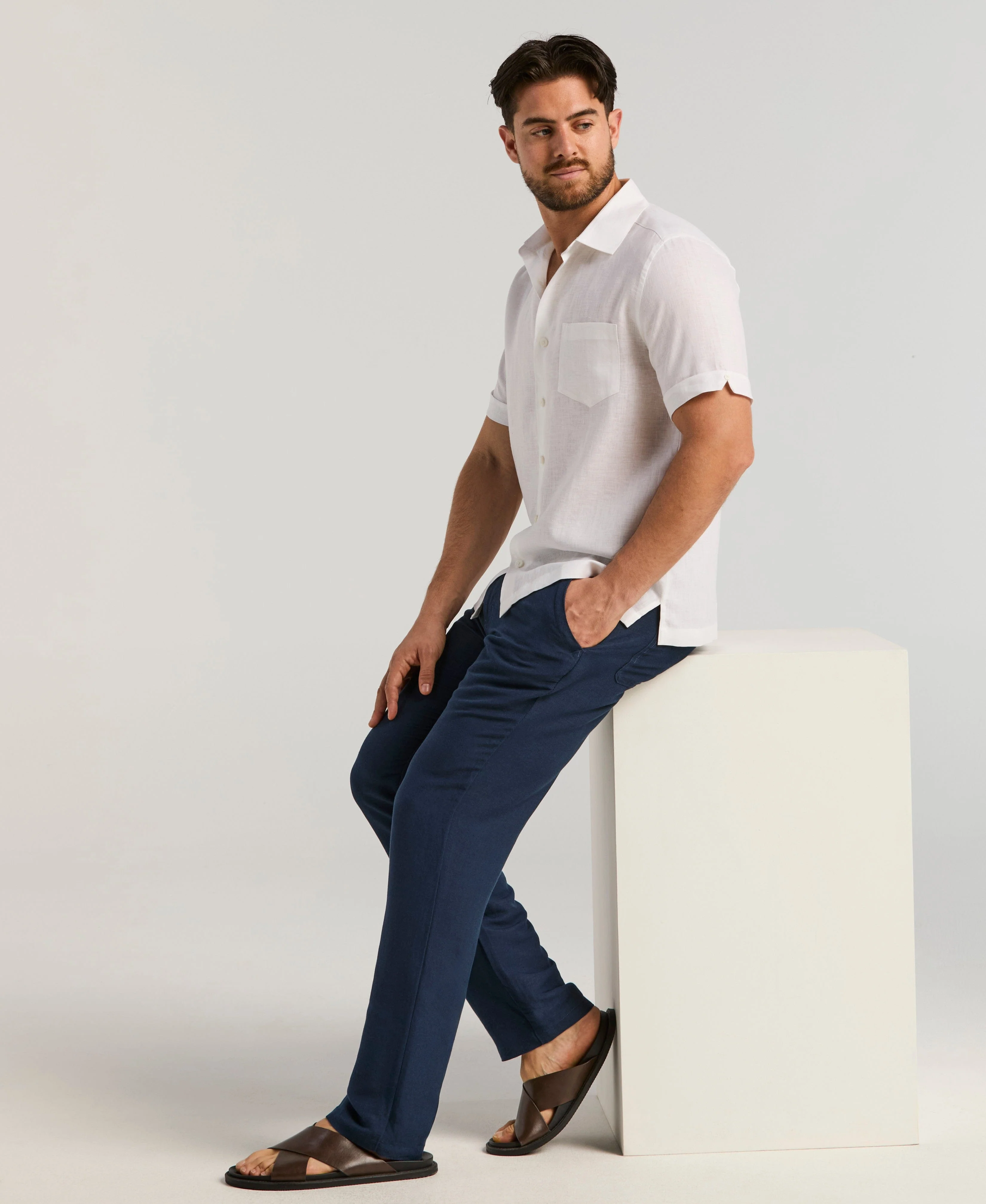 Classic Solid Linen Shirt - Image 5