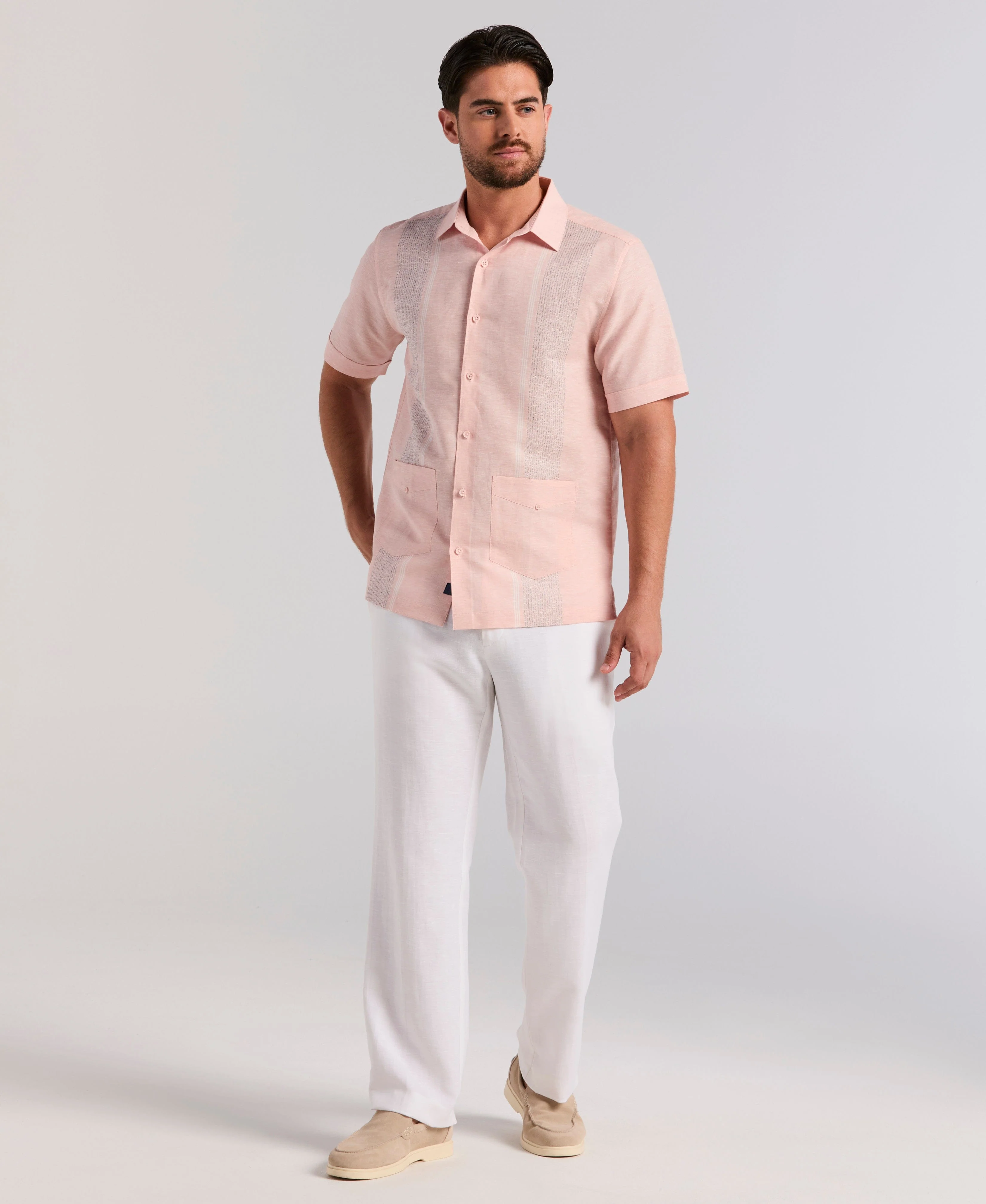 Linen Blend 2-Pocket Guayabera Shirt - Image 4