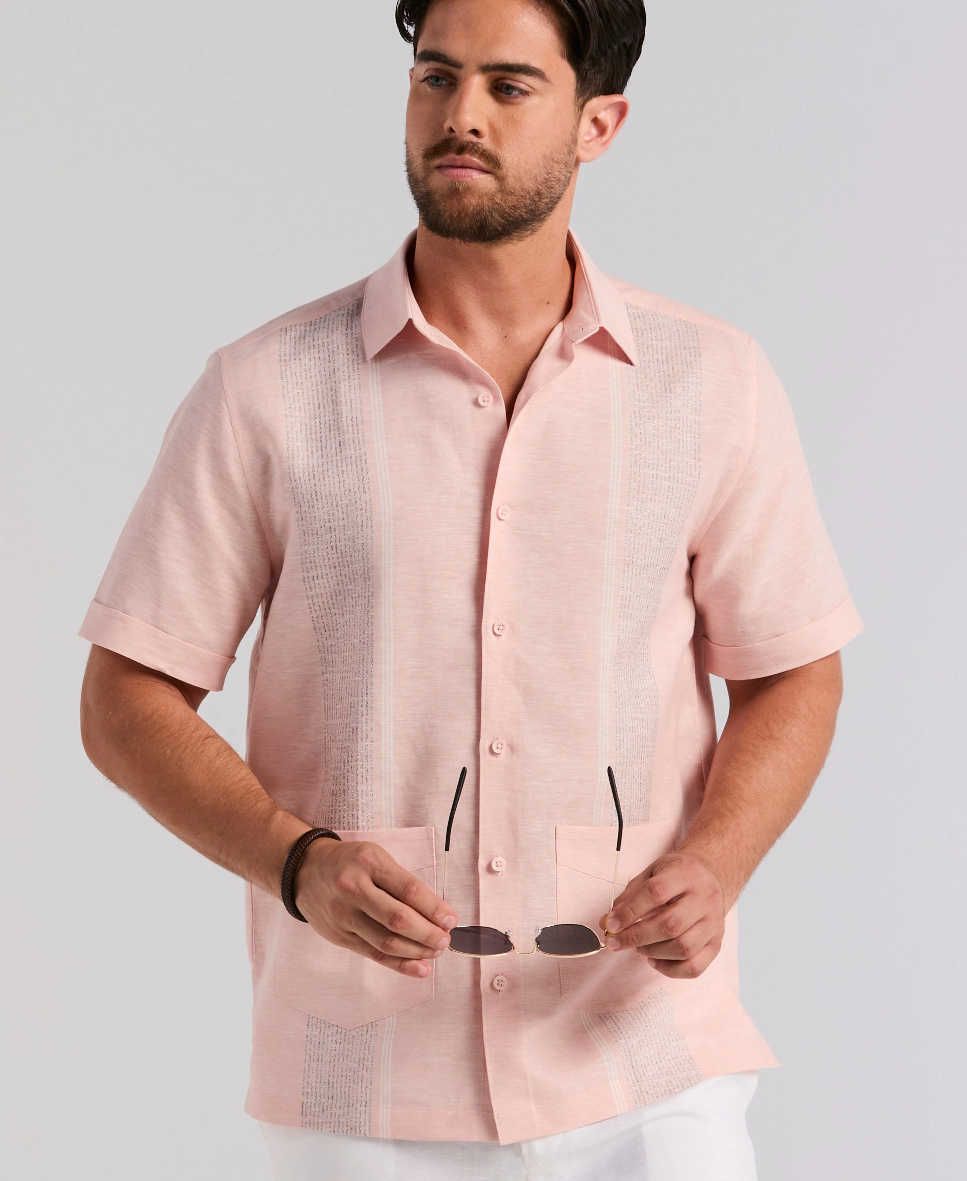 Linen Blend 2-Pocket Guayabera Shirt - Image 6