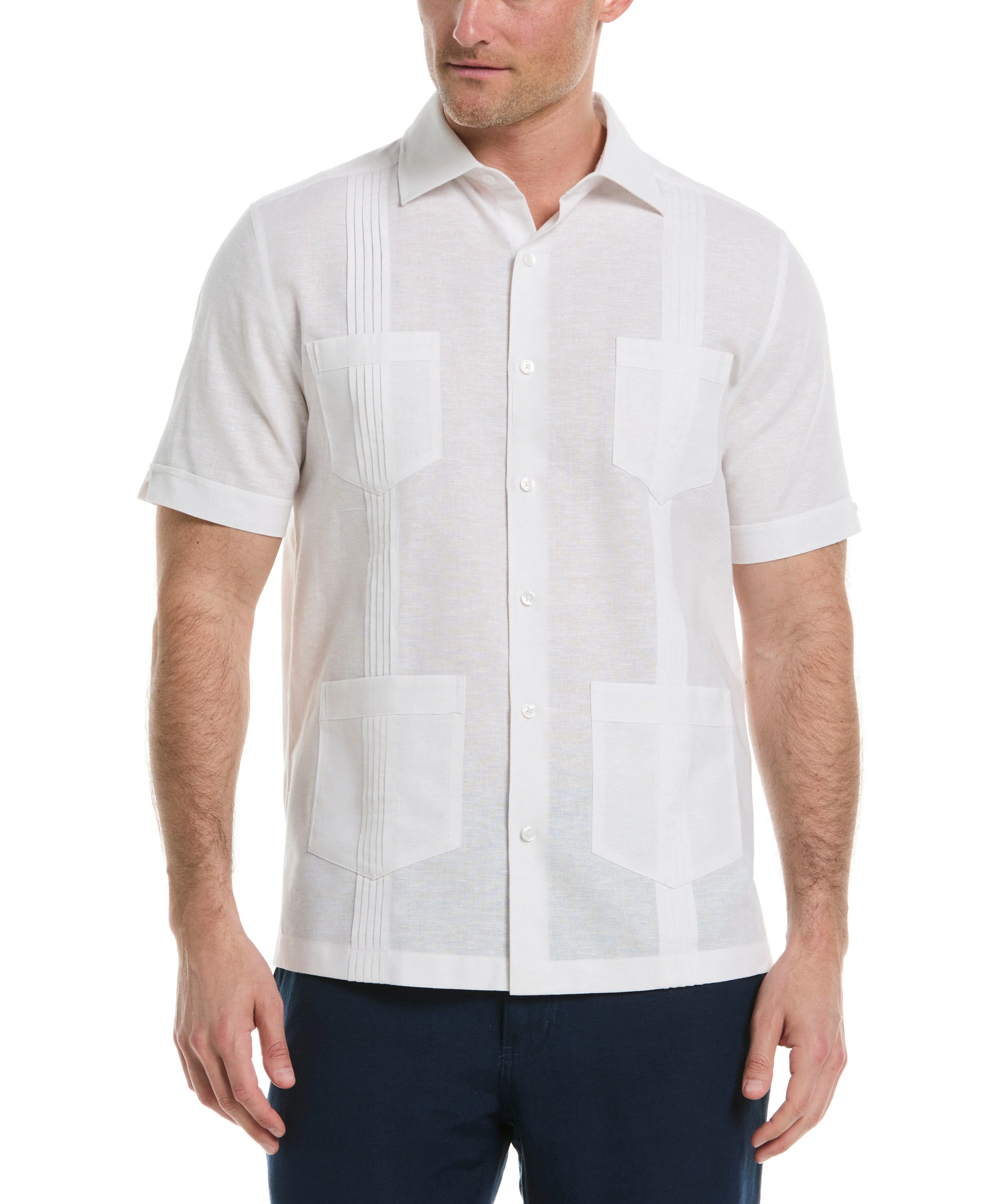 Linen Blend 4-Pocket Guayabera Shirt - Image 11