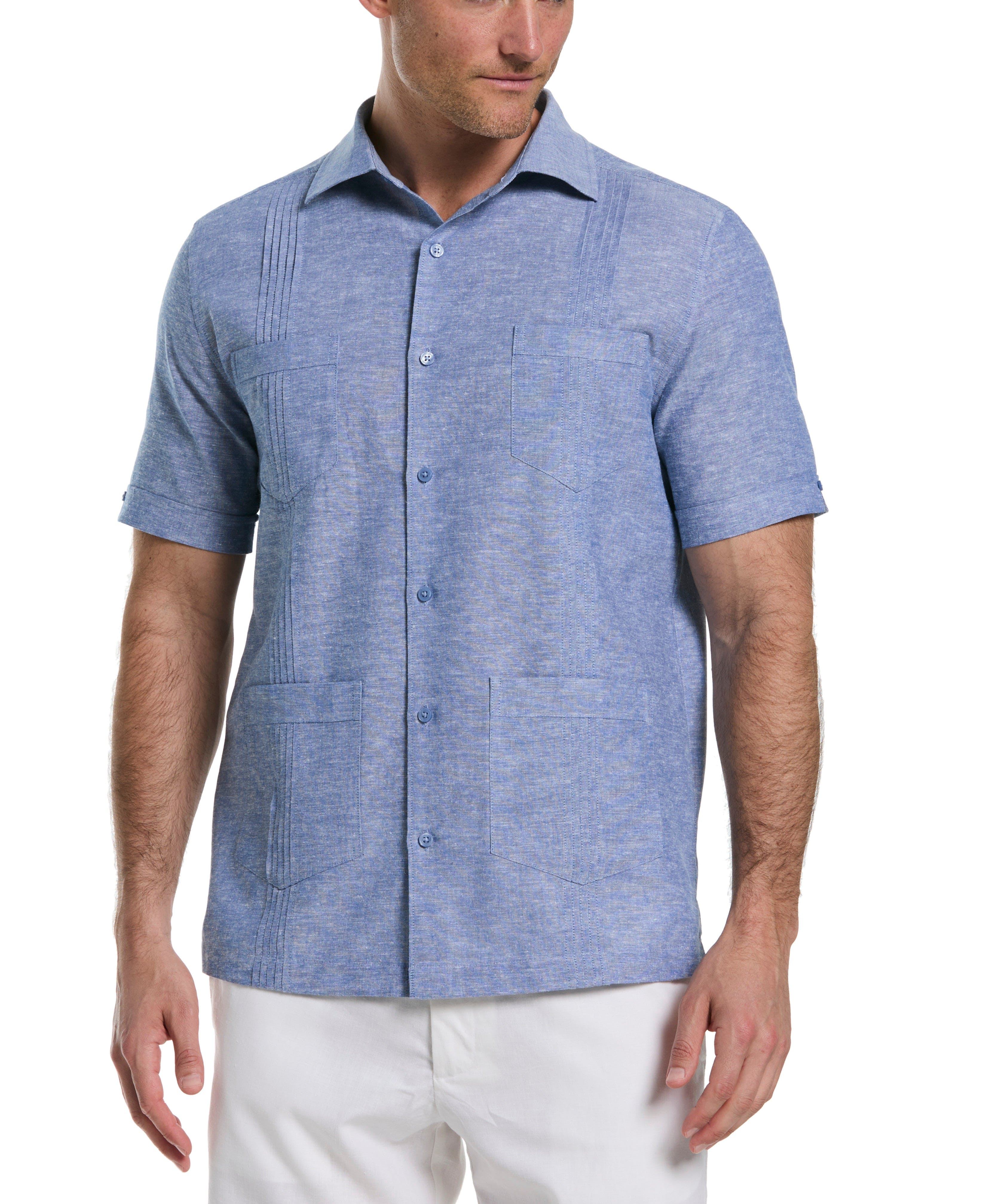 Linen Blend 4-Pocket Guayabera Shirt - Image 6