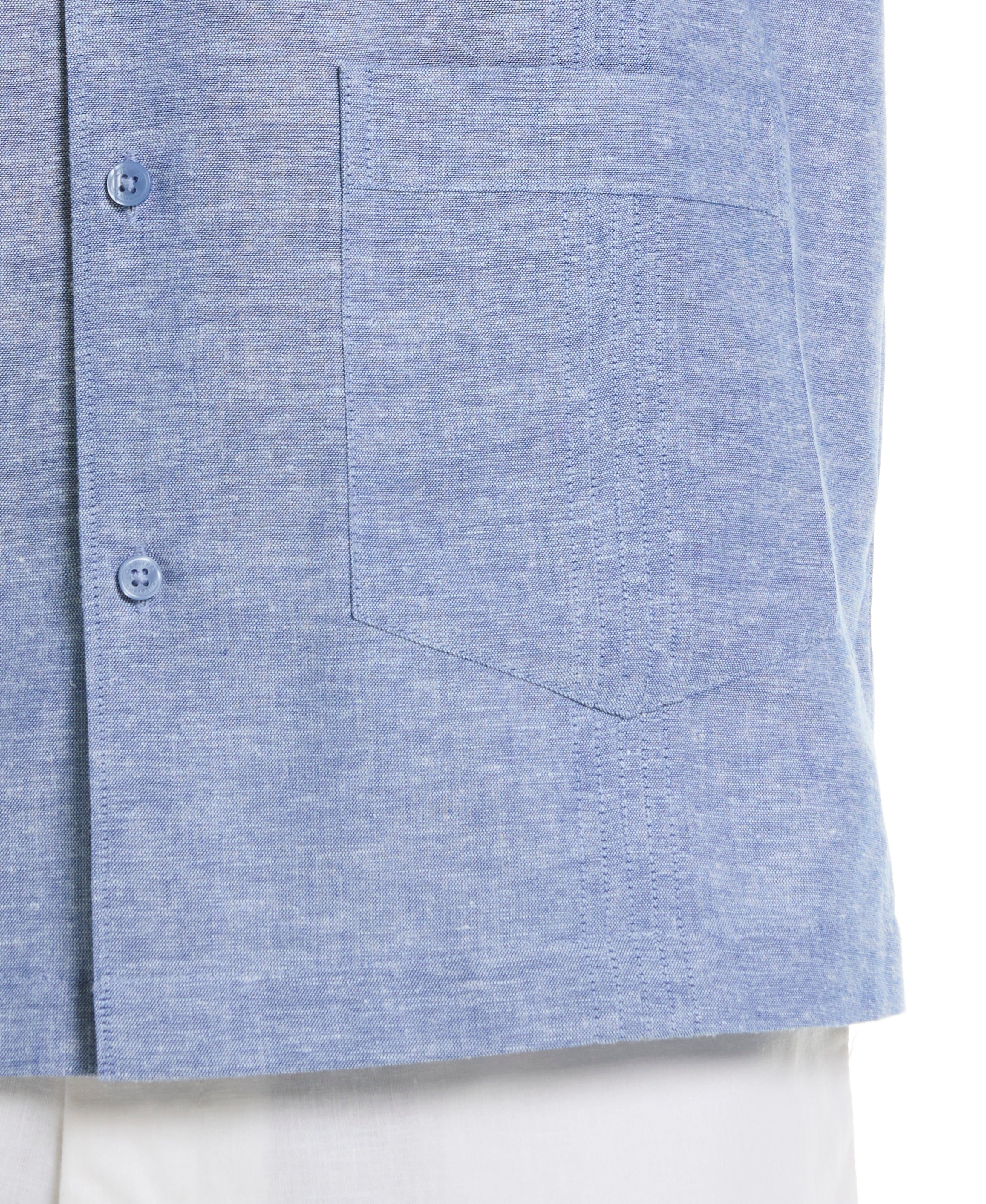 Linen Blend 4-Pocket Guayabera Shirt - Image 8