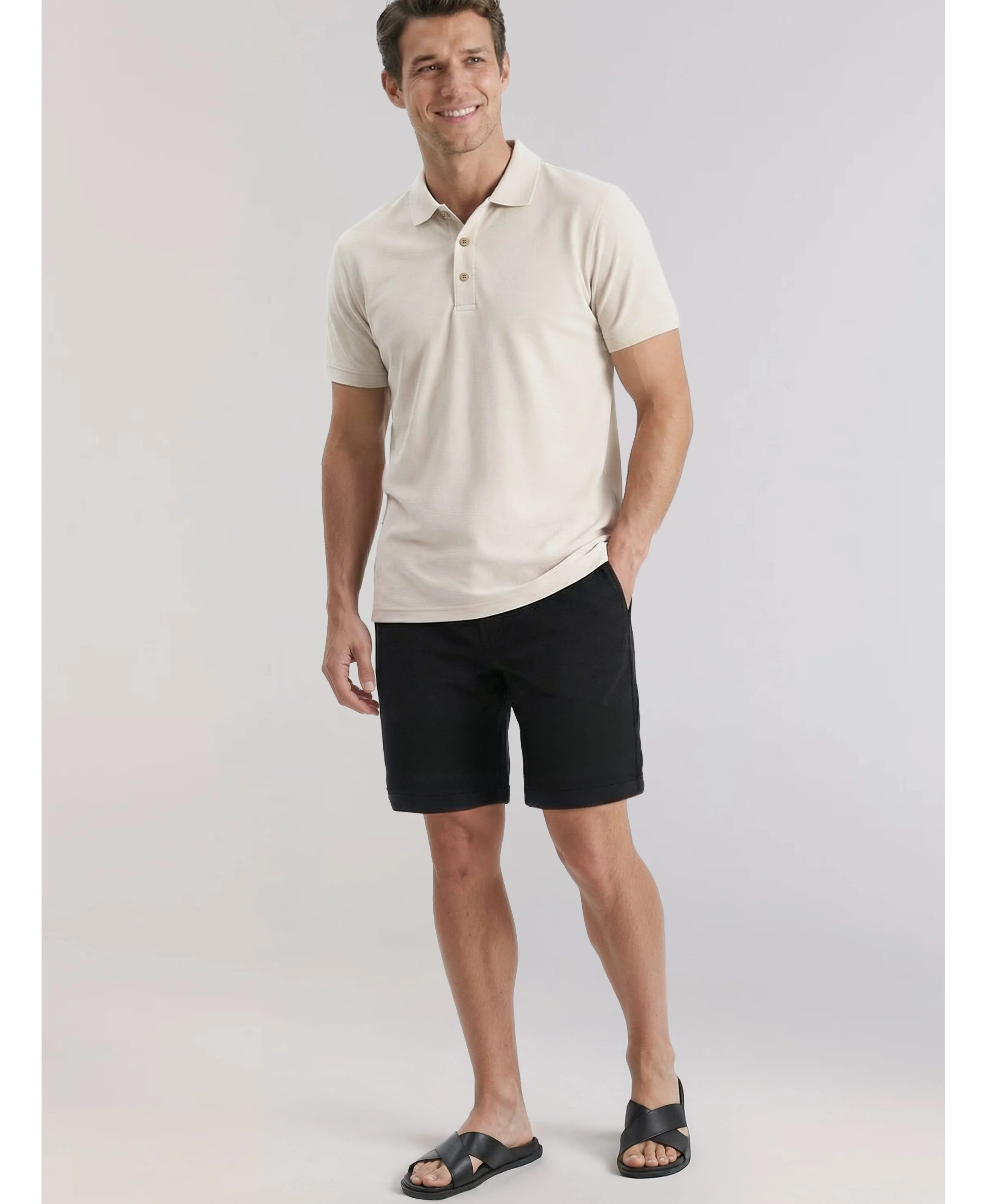 Linen-Blend Pull On Drawstring Shorts - Image 5