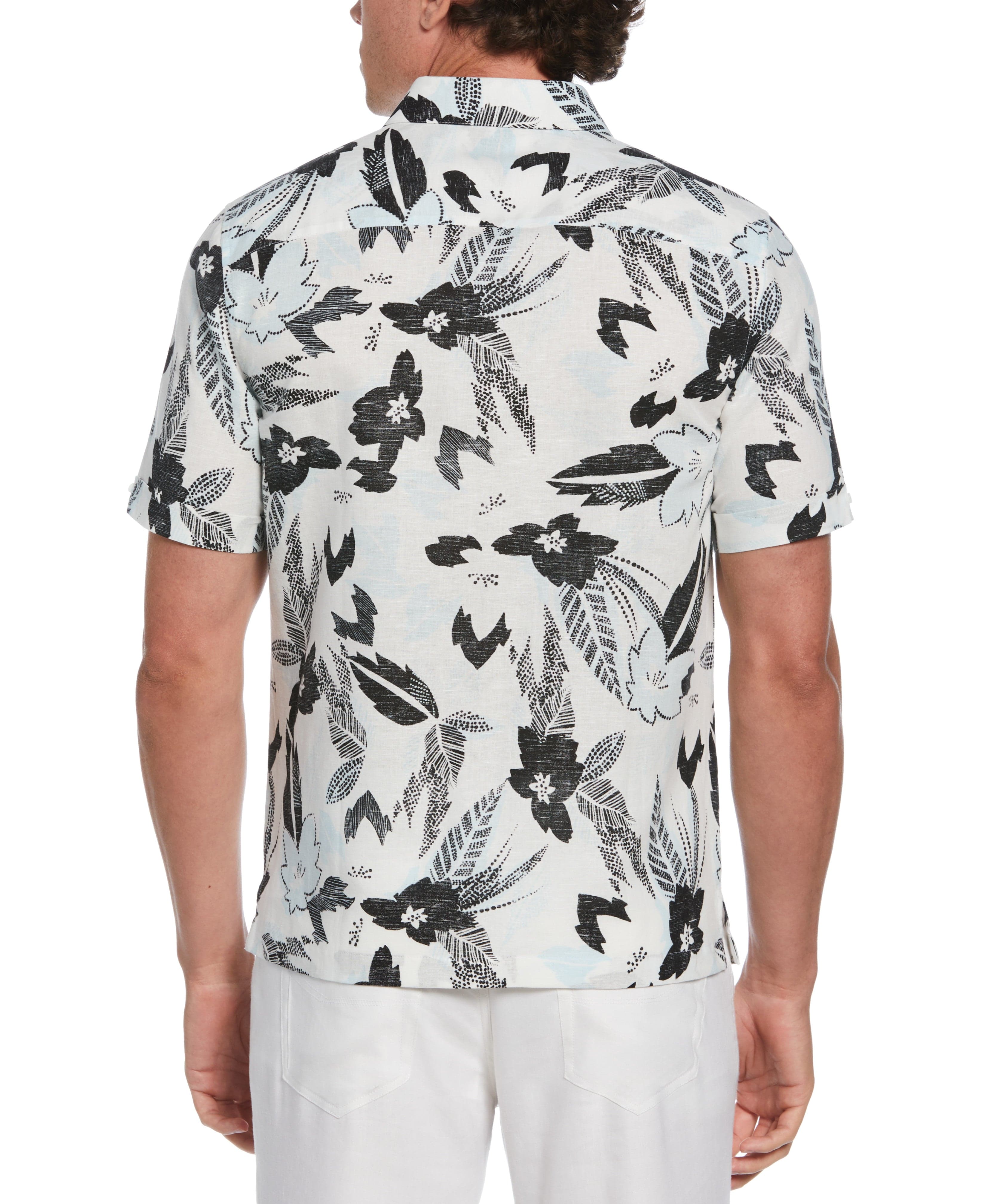 Linen Blend Abstract Floral Print Shirt - Image 3