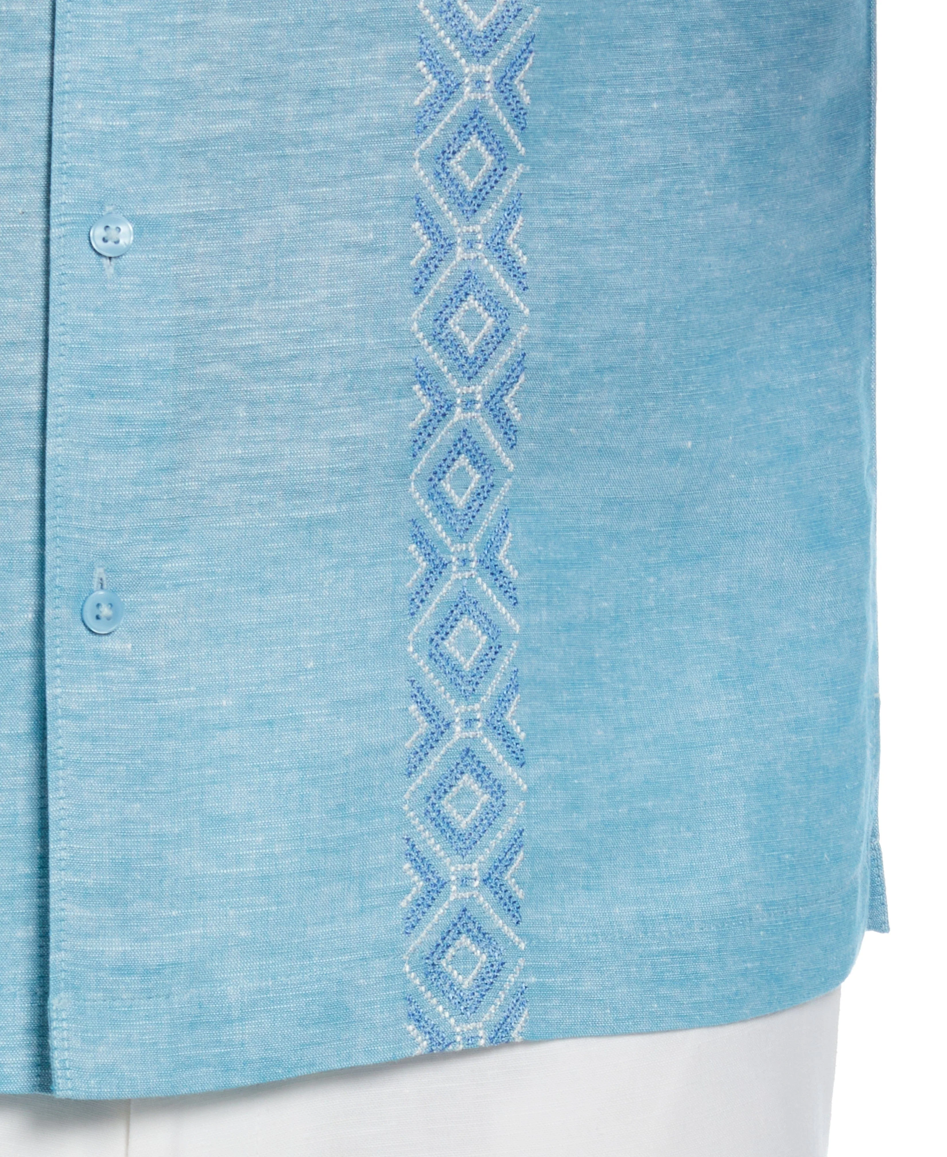 Linen Blend Argyle Embroidered Chambray Shirt - Image 5