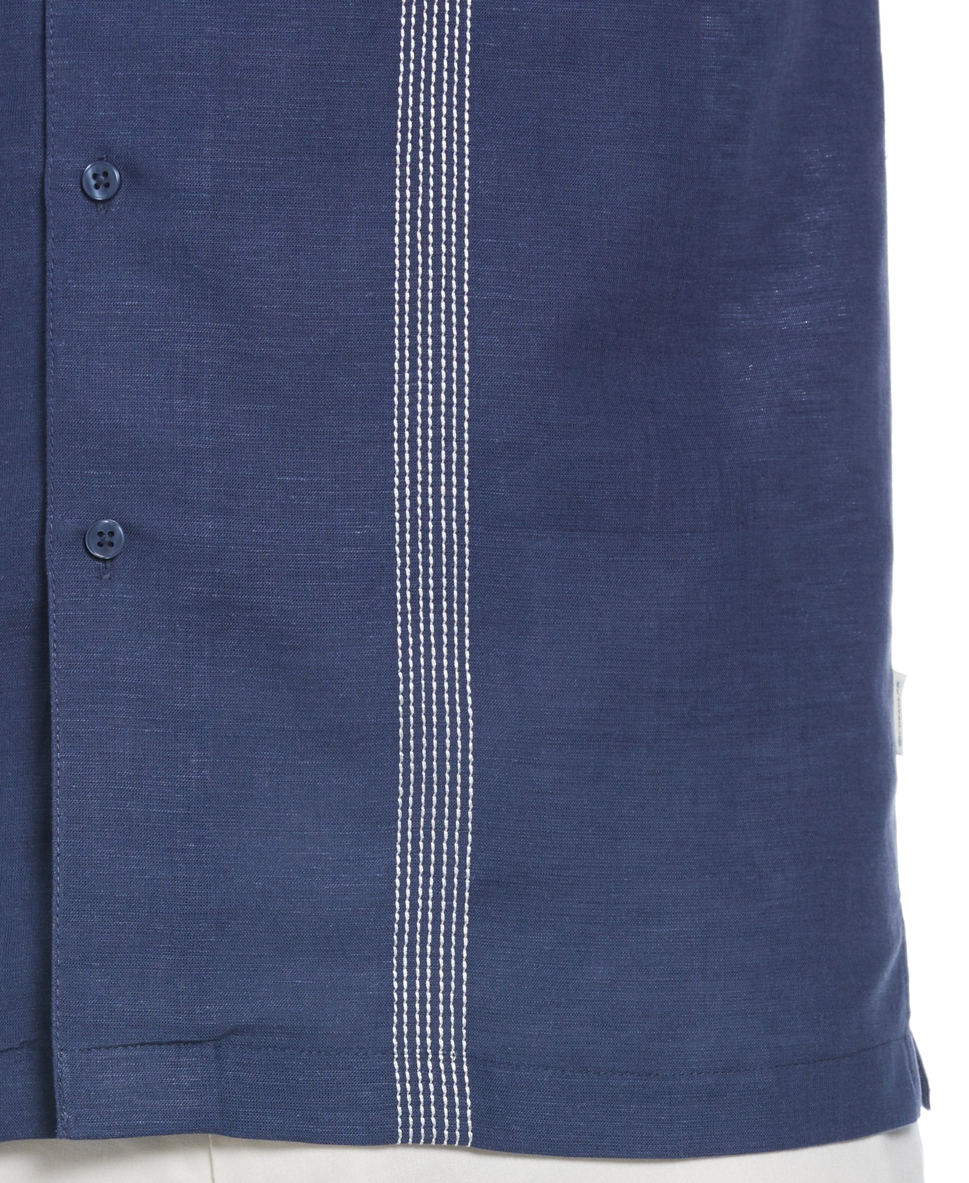 Linen Blend Asymmetrical Tropical Print Cuban Collar Shirt - Image 4