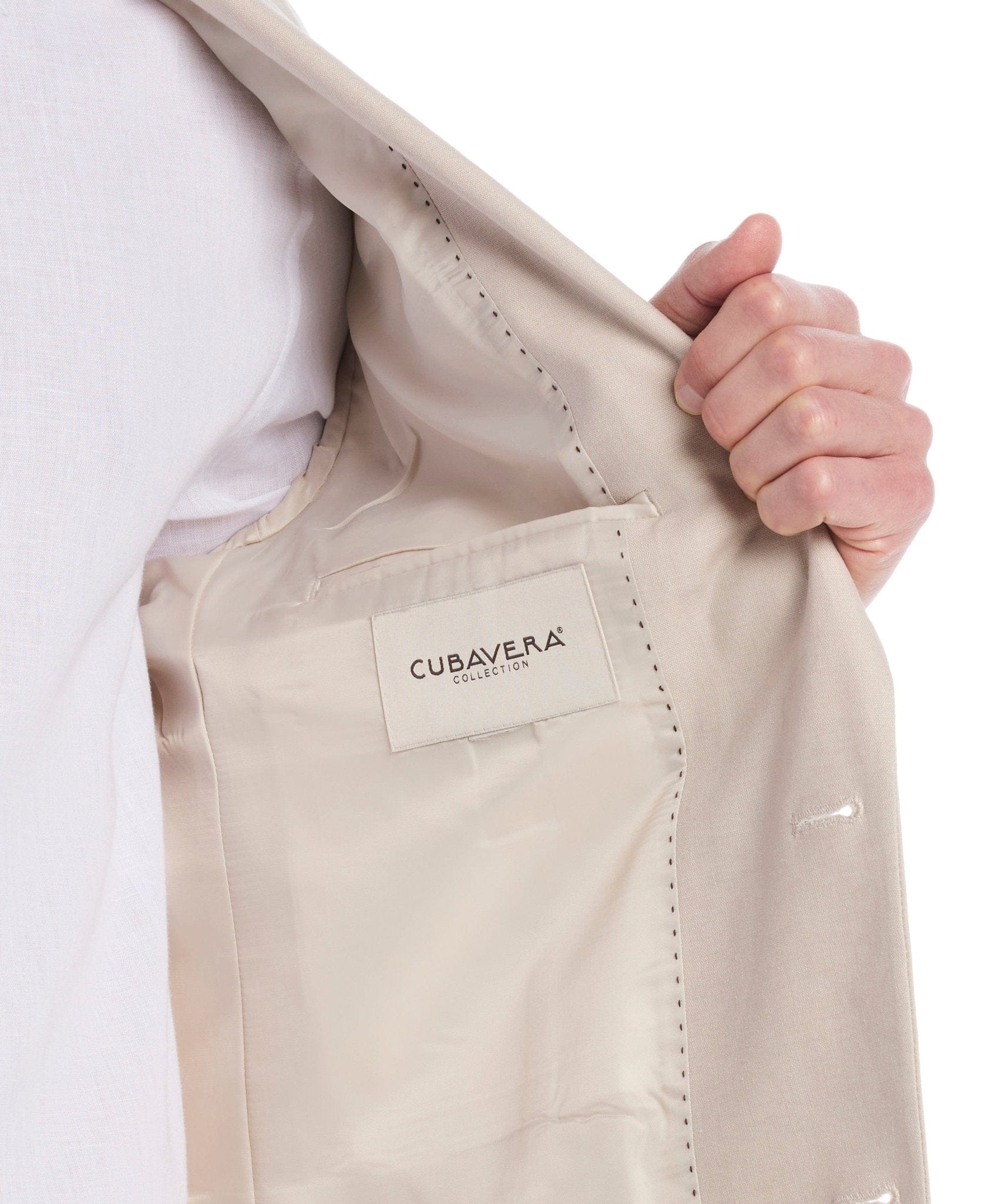 Linen Blend Beige Suit - Image 5