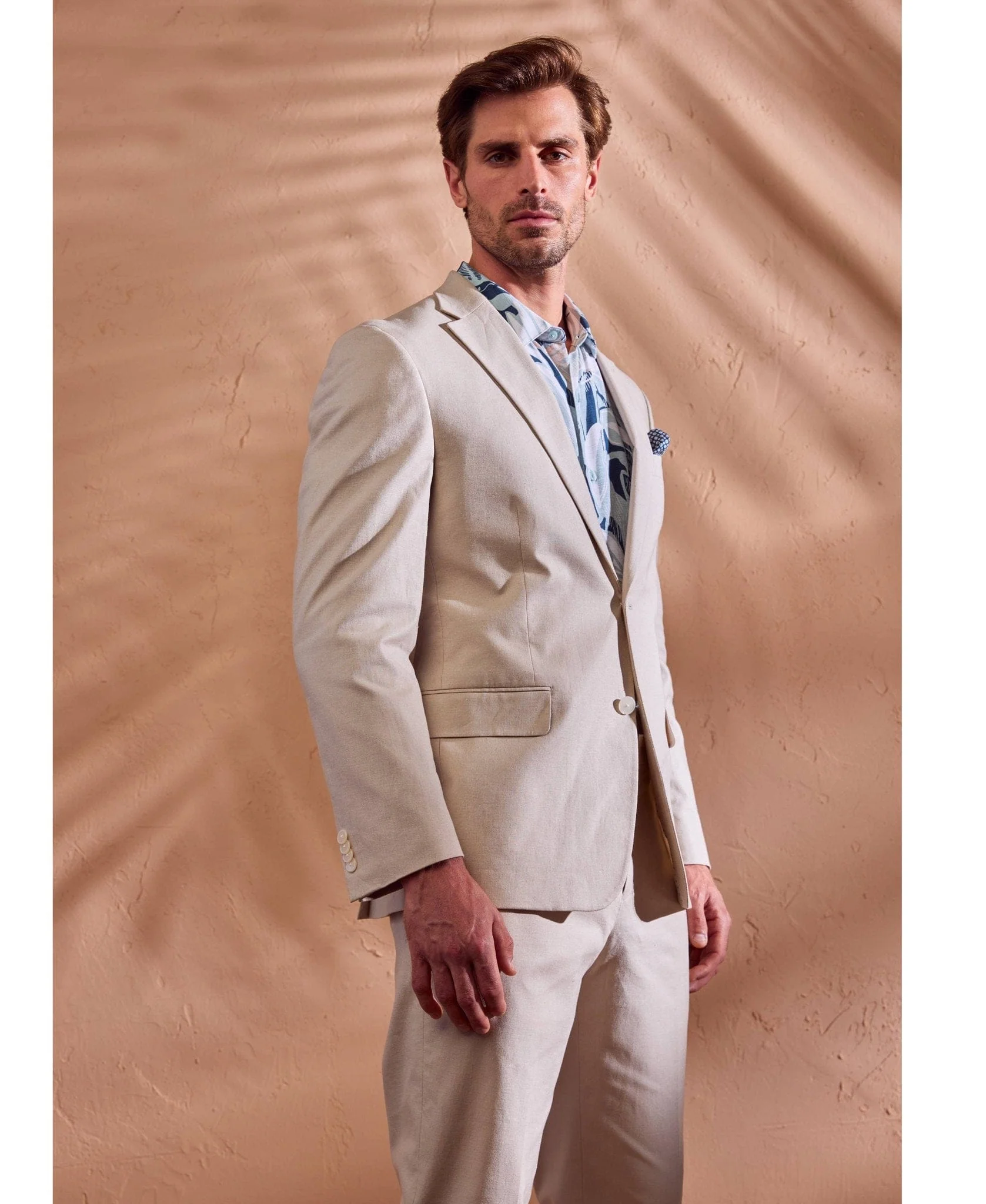 Linen Blend Beige Suit - Image 6