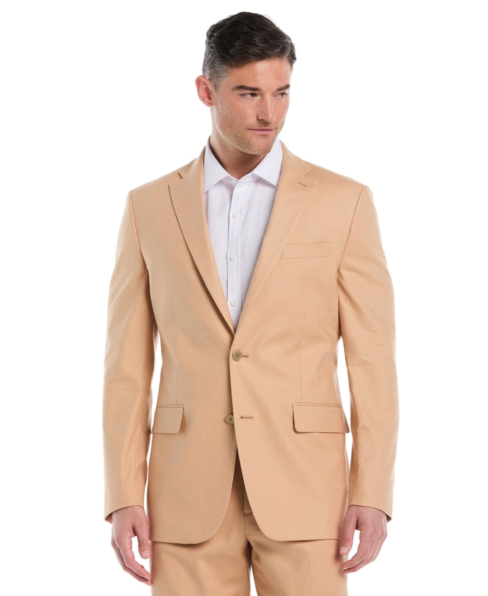 Linen Blend Camel Suit - Image 3
