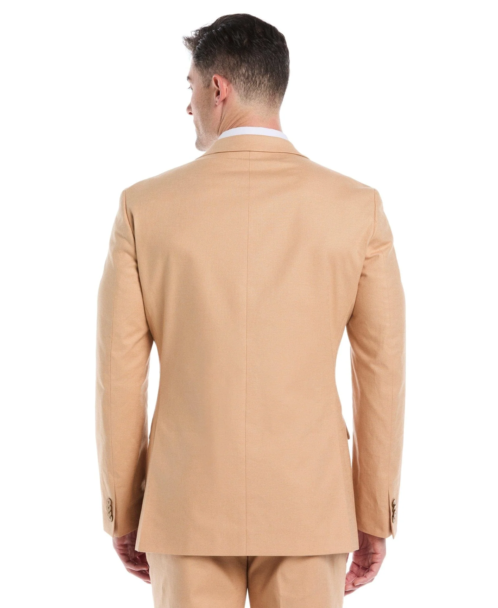 Linen Blend Camel Suit - Image 4