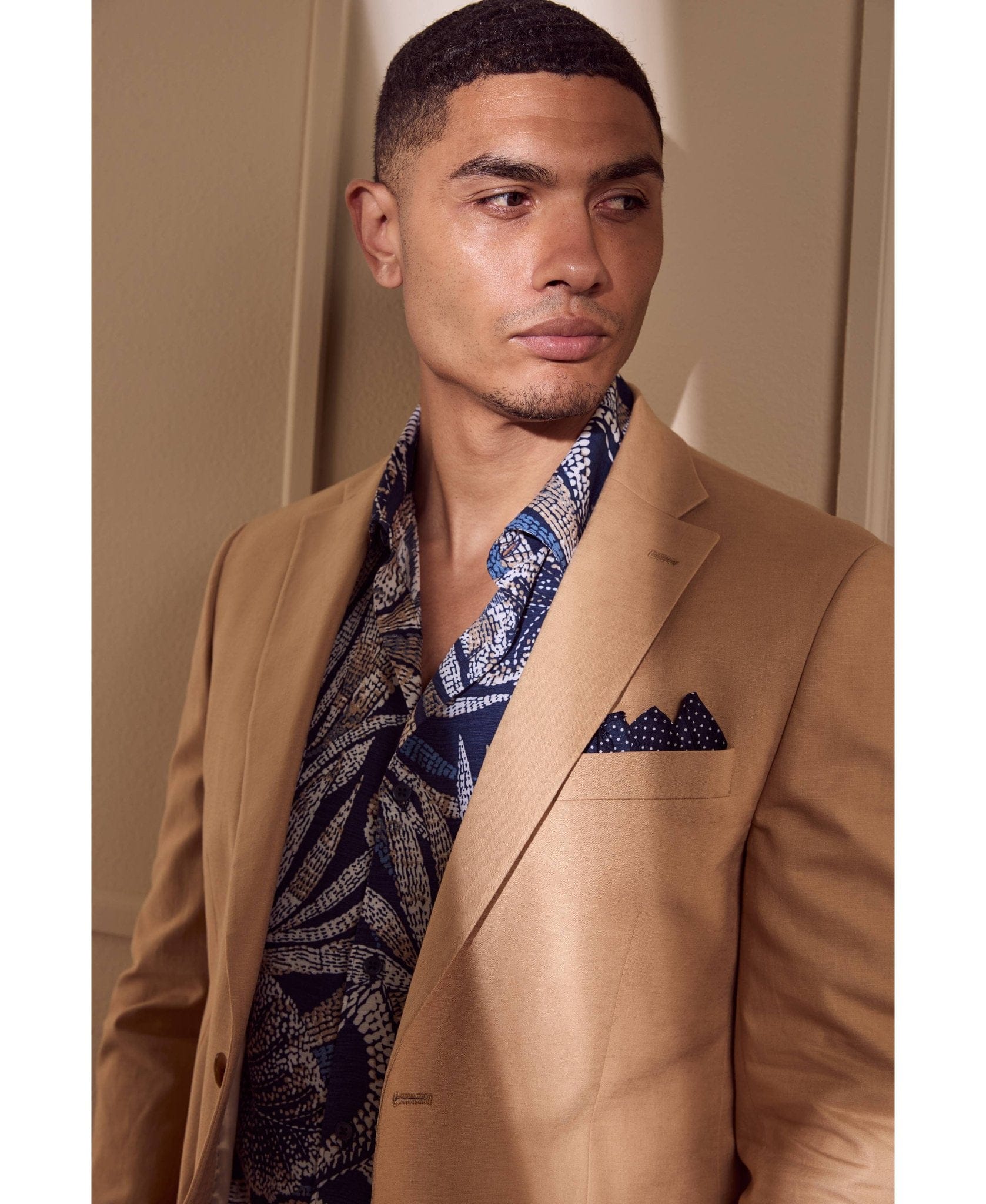 Linen Blend Camel Suit - Image 6