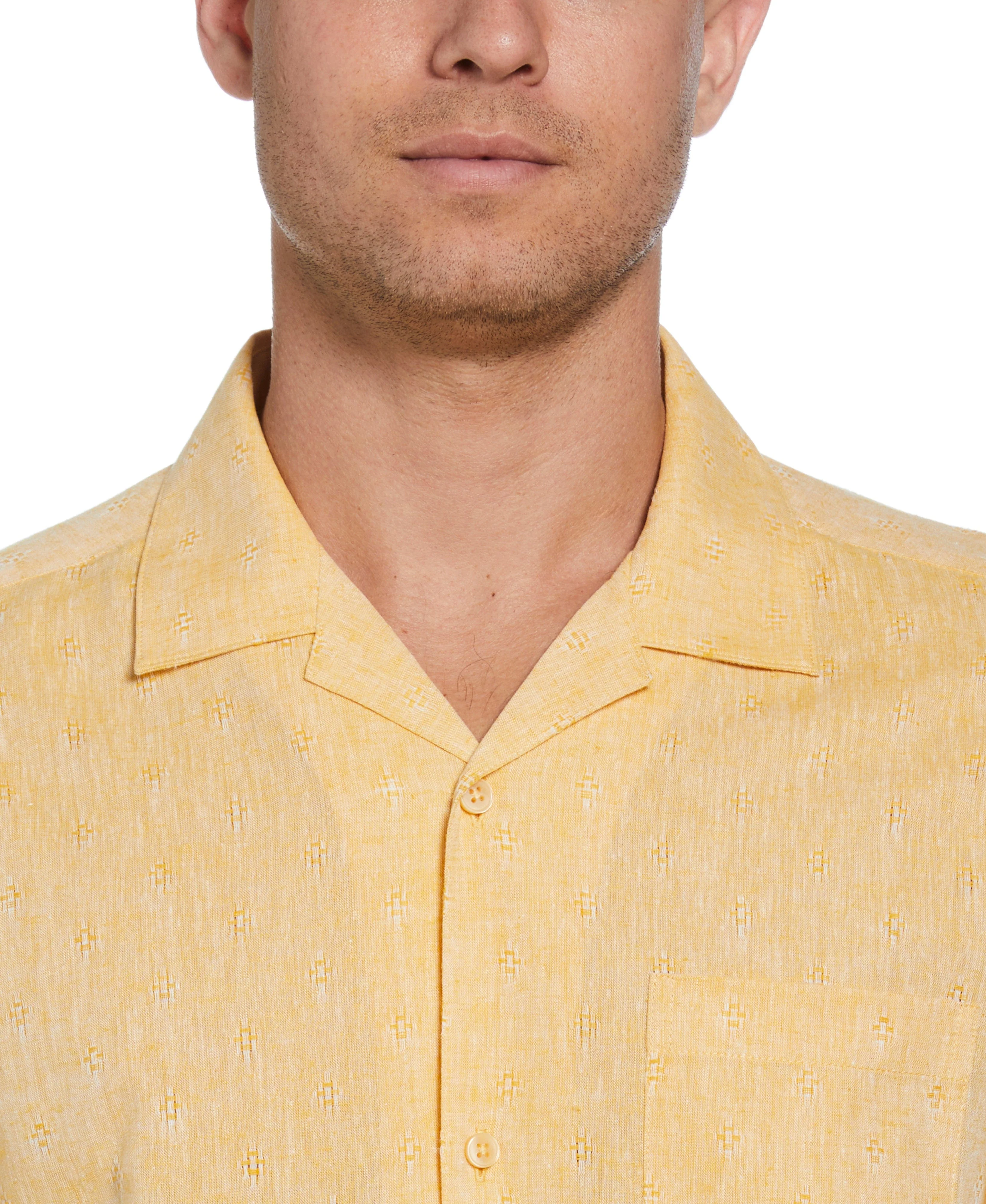 Linen Blend Diamond Dobby Print Shirt - Image 4