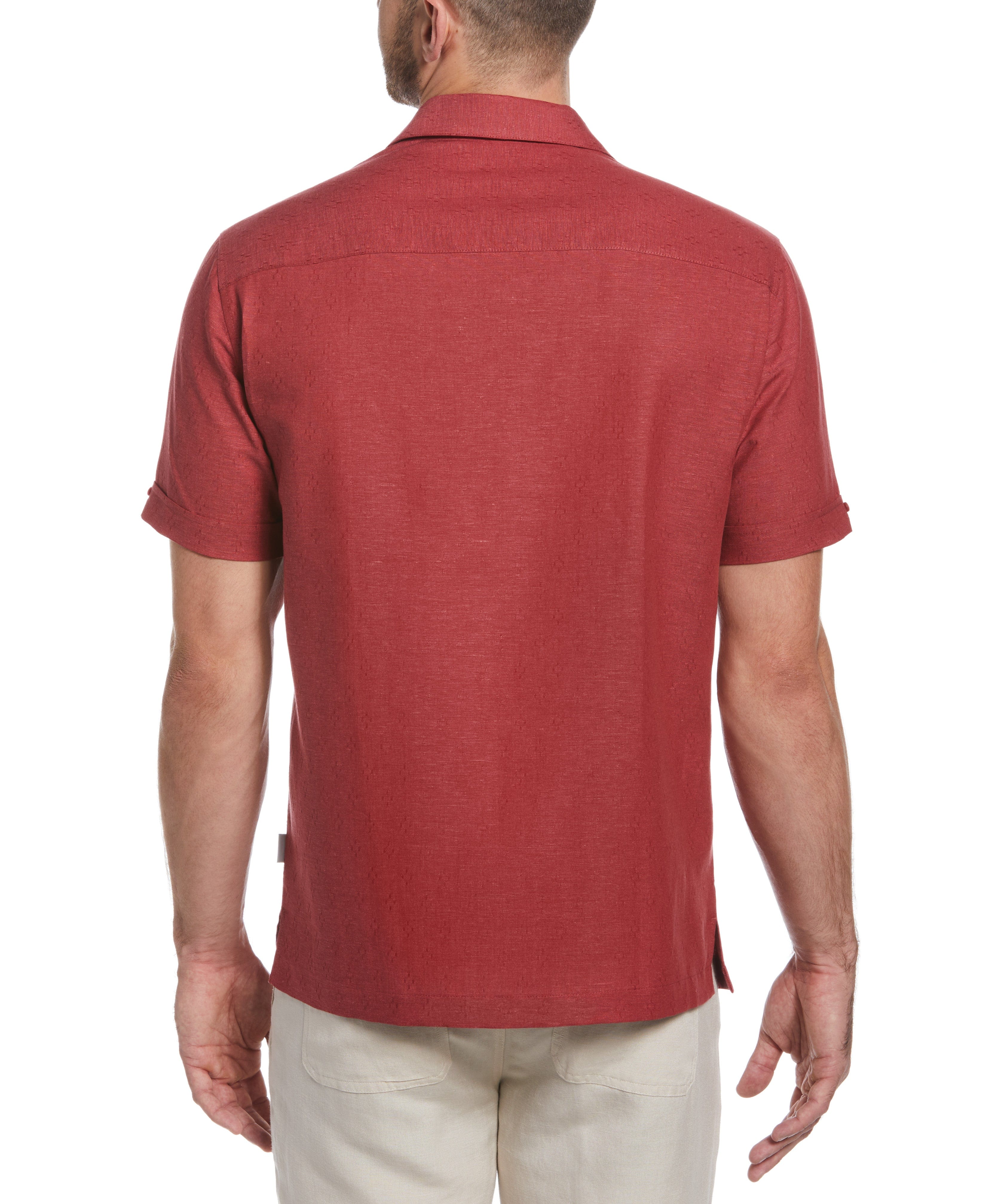 Linen Blend Dobby Camp Collar Shirt - Image 12