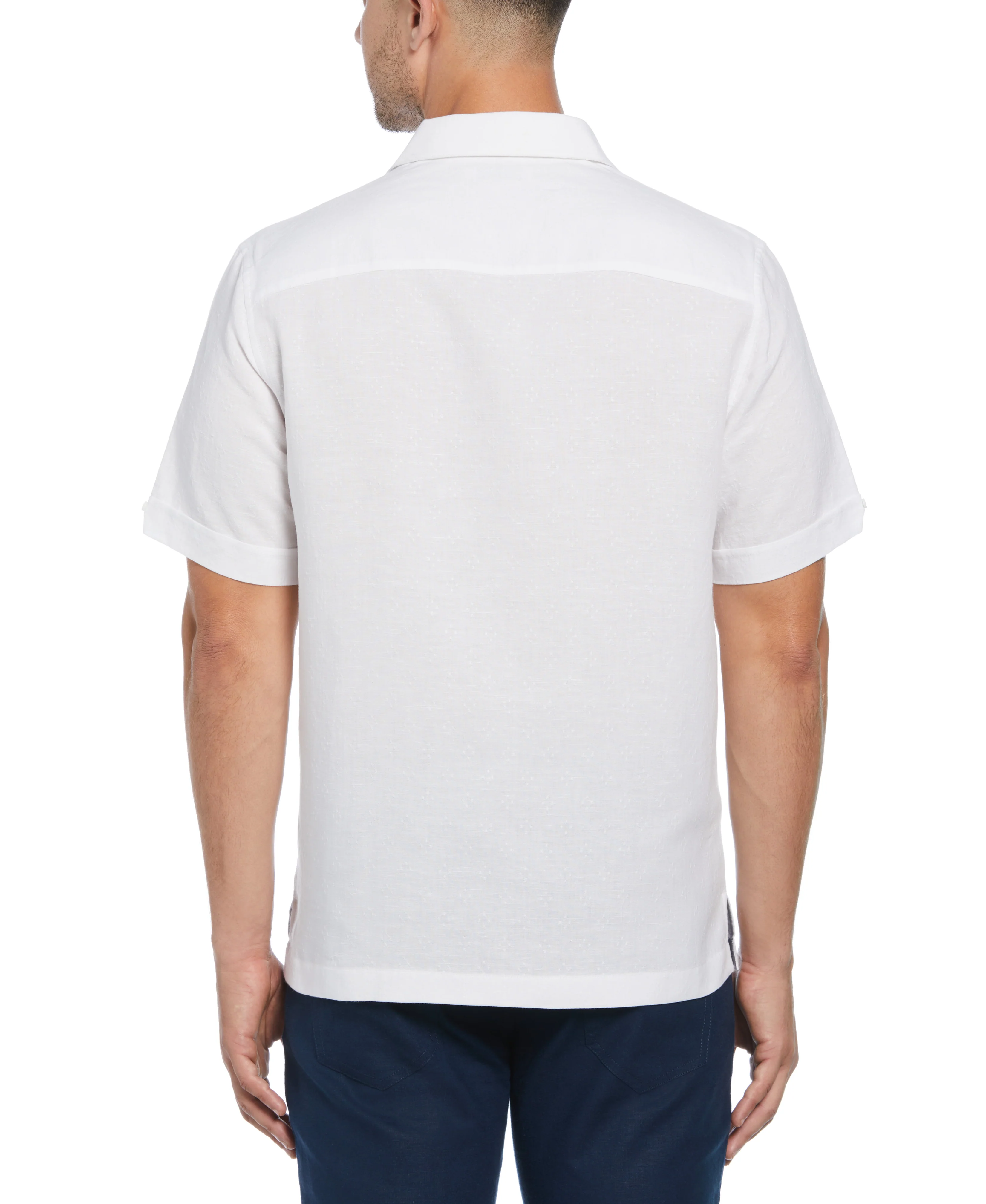 Linen Blend Dobby Camp Collar Shirt - Image 2