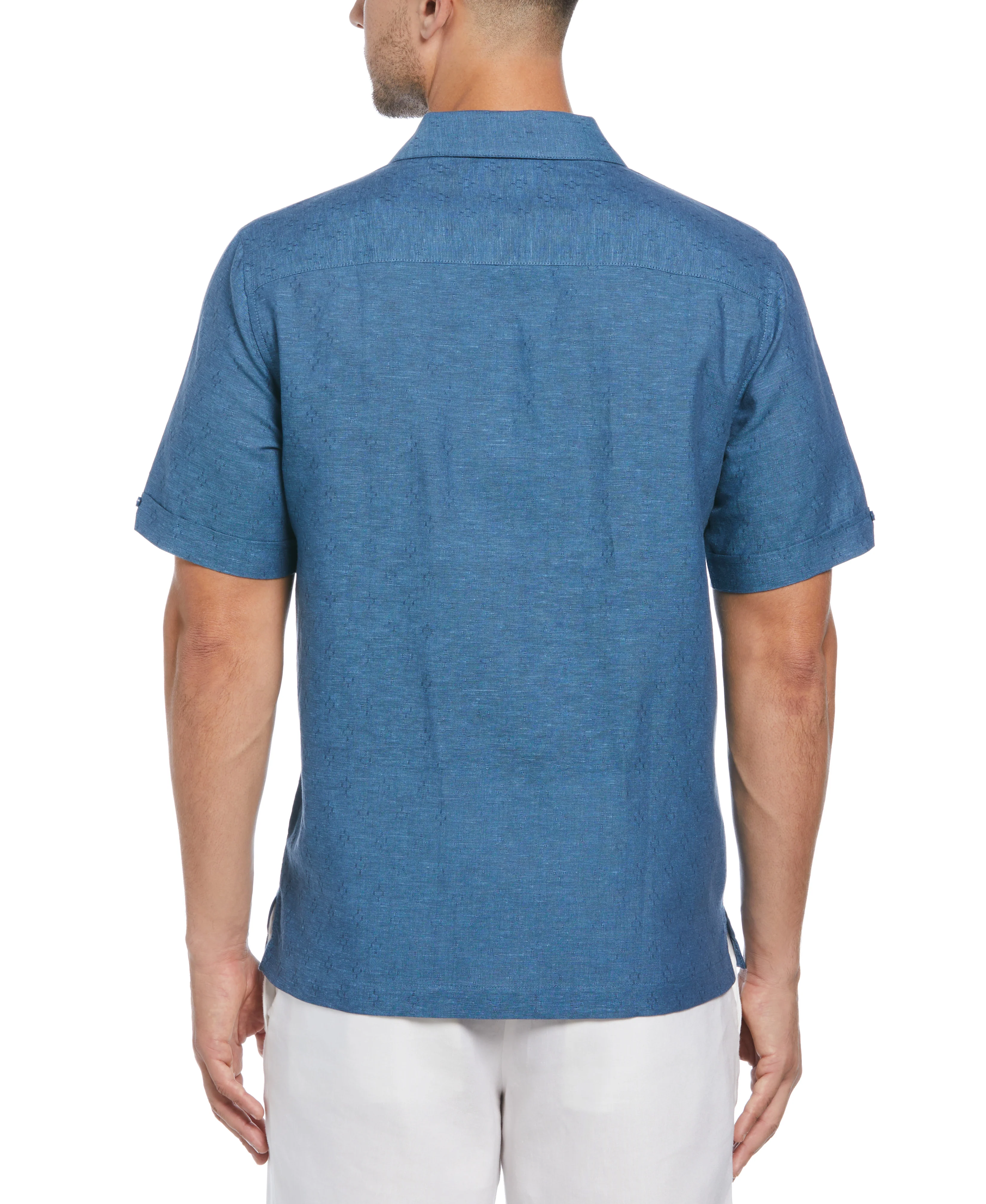 Linen Blend Dobby Camp Collar Shirt - Image 7