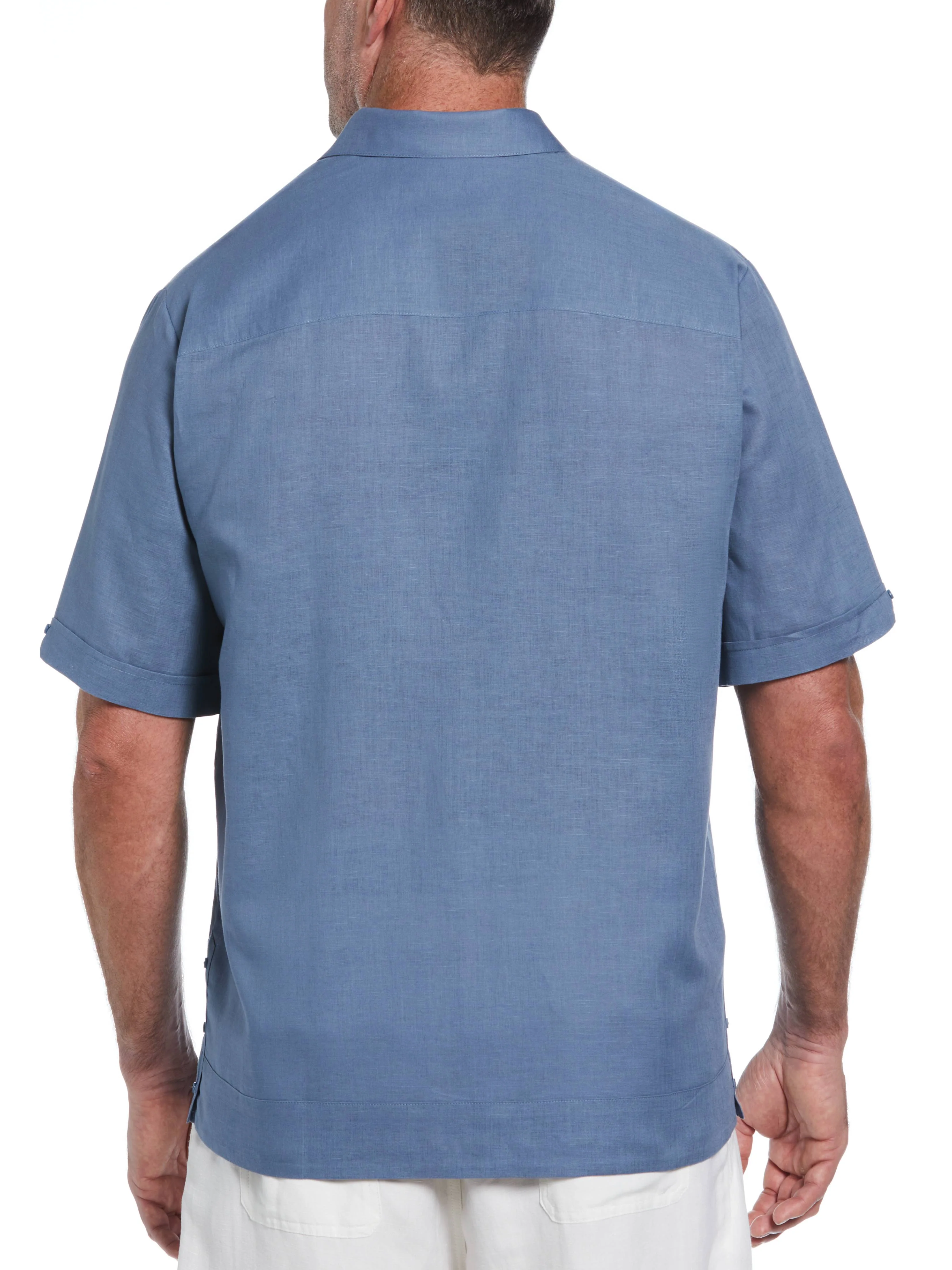 Big & Tall Linen Blend Dobby Camp Collar Shirt - Image 10