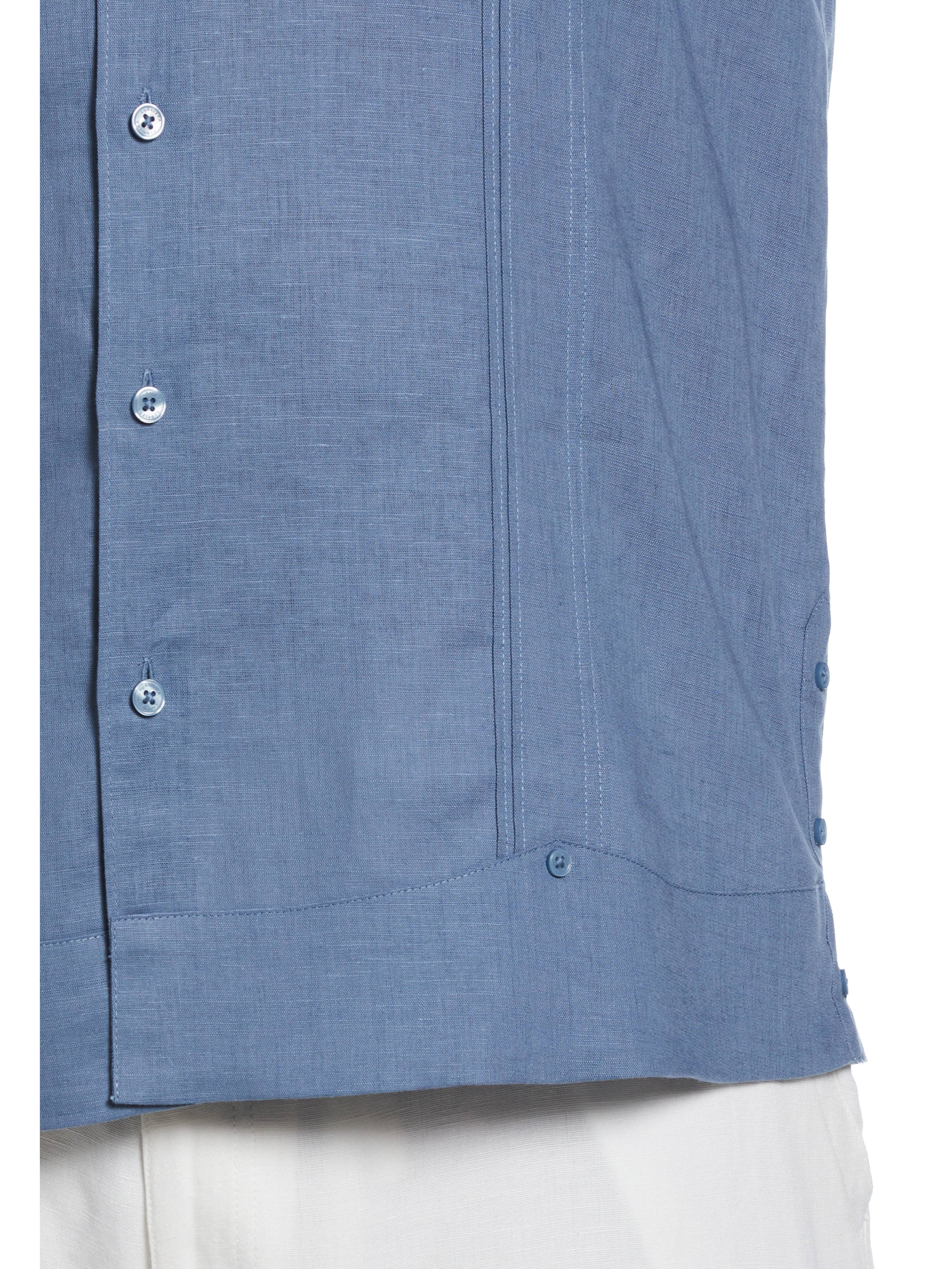 Big & Tall Linen Blend Dobby Camp Collar Shirt - Image 11