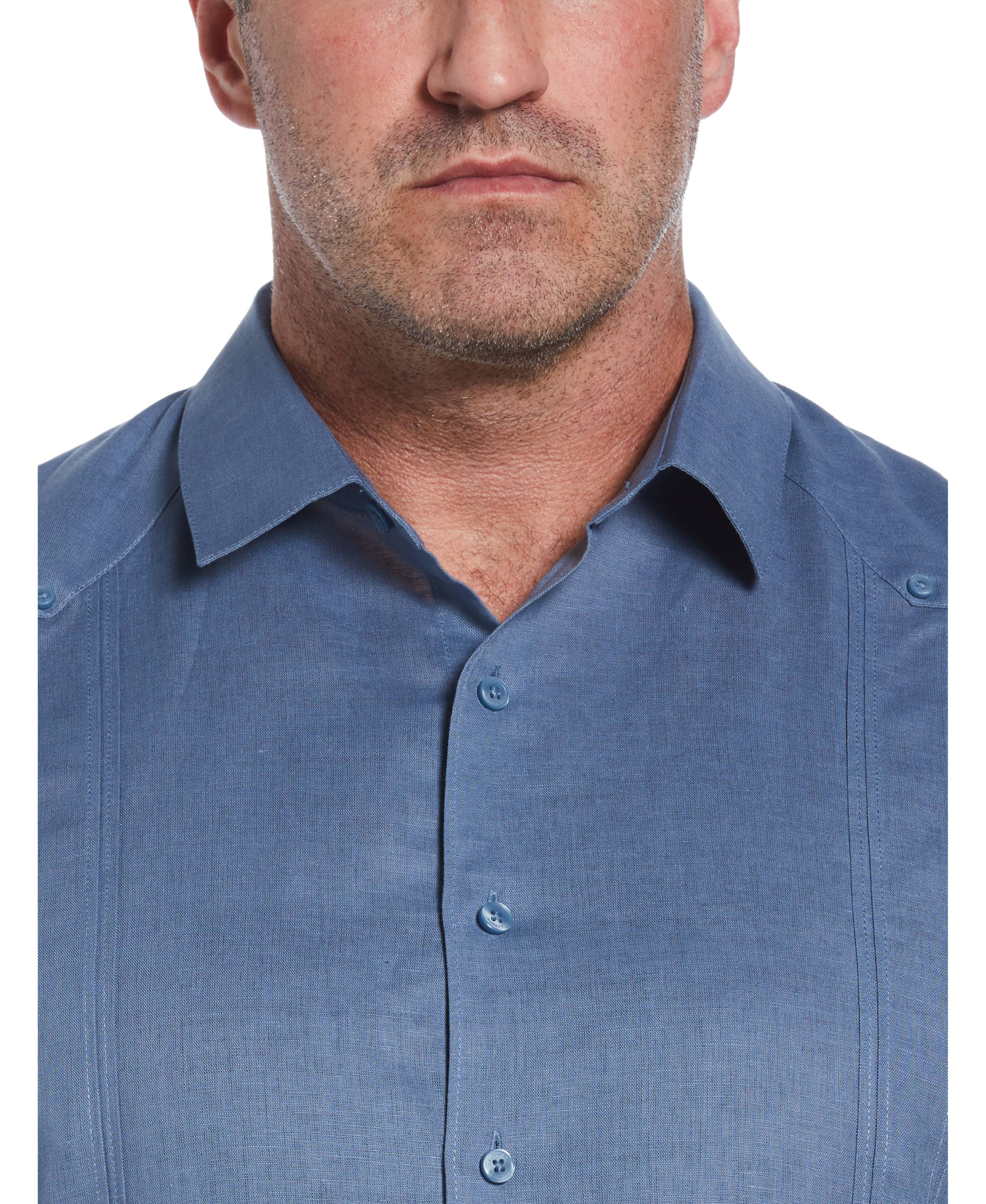 Big & Tall Linen Blend Dobby Camp Collar Shirt - Image 12