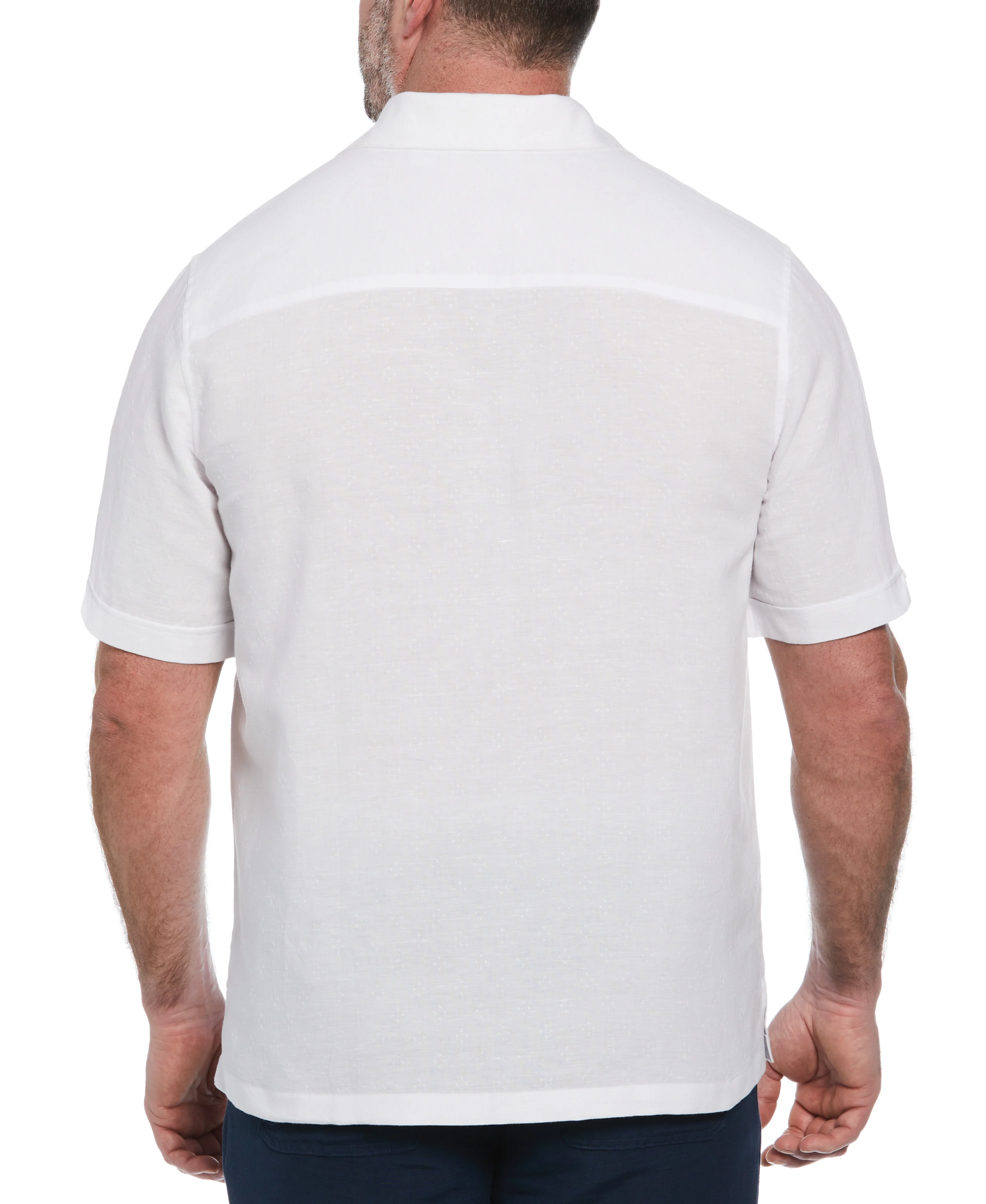 Big & Tall Linen Blend Dobby Camp Collar Shirt - Image 2