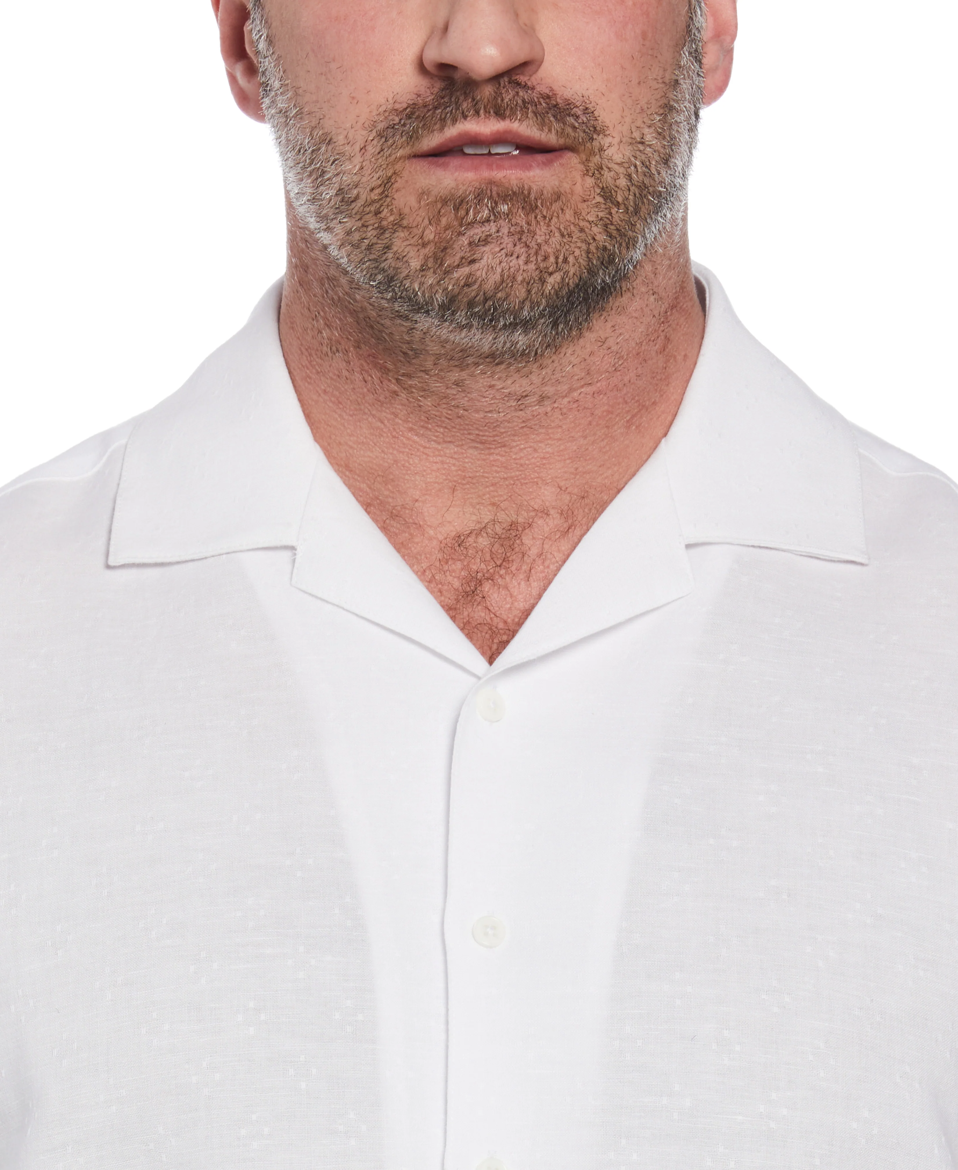 Big & Tall Linen Blend Dobby Camp Collar Shirt - Image 4
