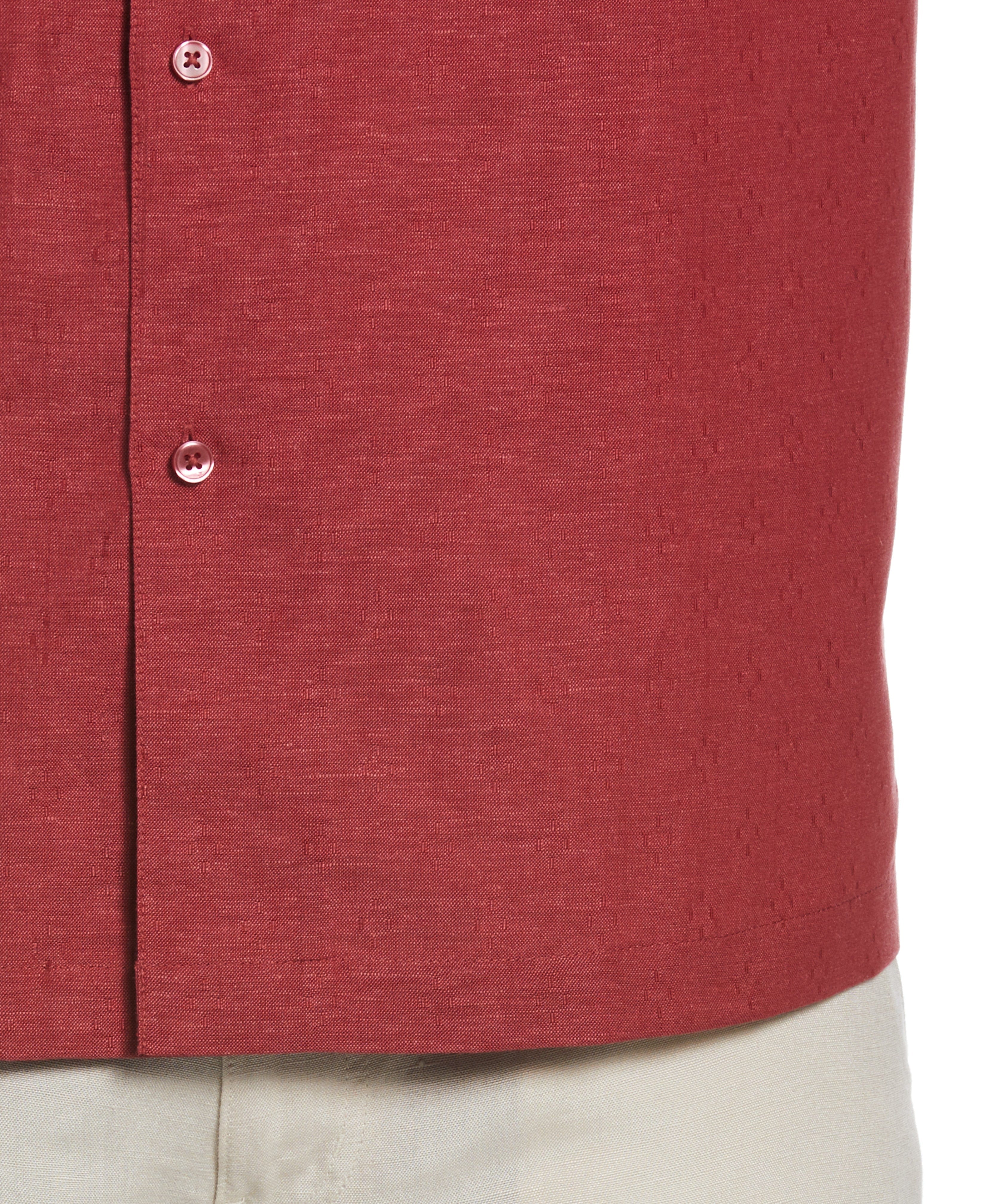 Big & Tall Linen Blend Dobby Camp Collar Shirt - Image 8