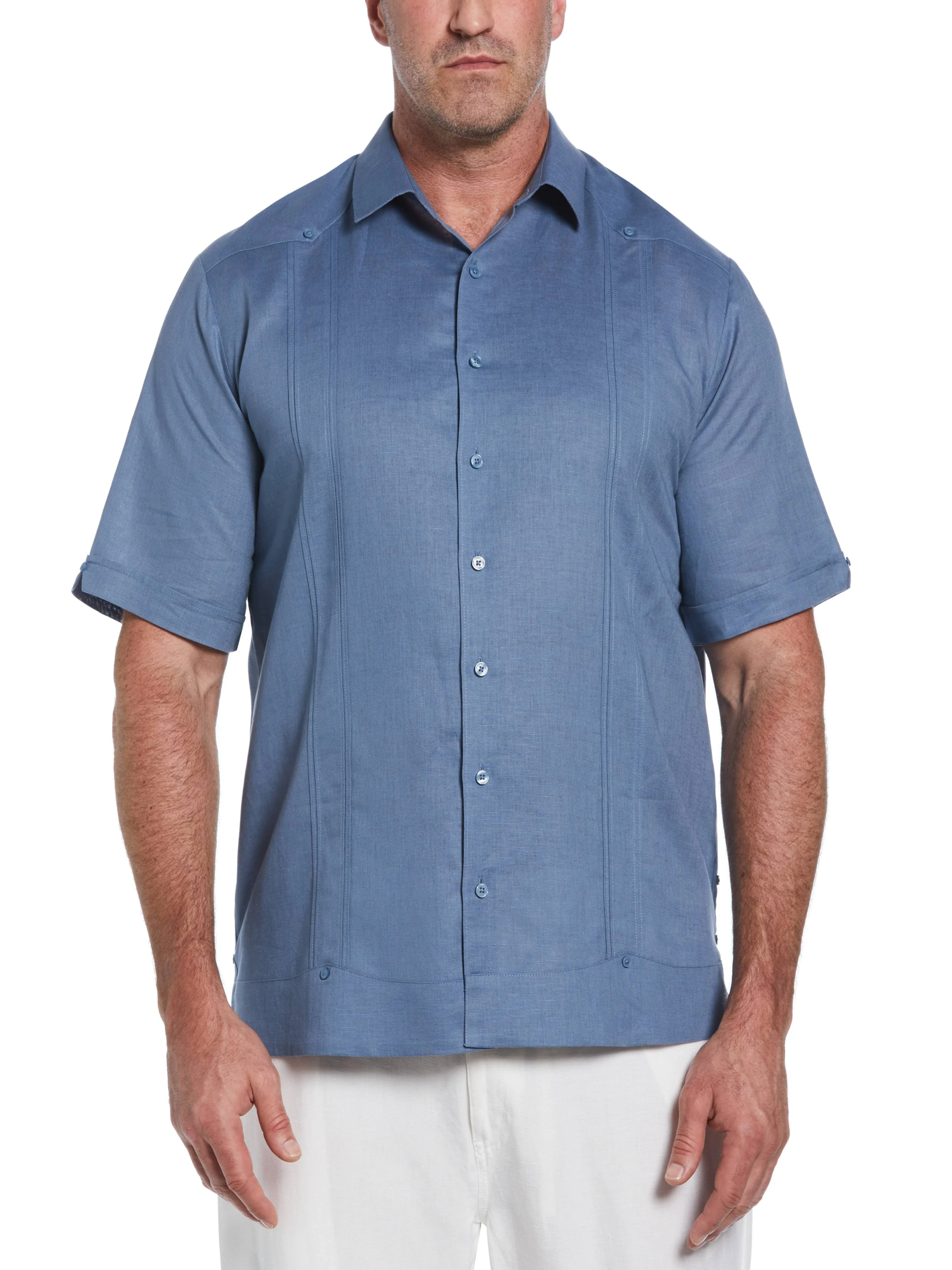 Big & Tall Linen Blend Dobby Camp Collar Shirt - Image 9