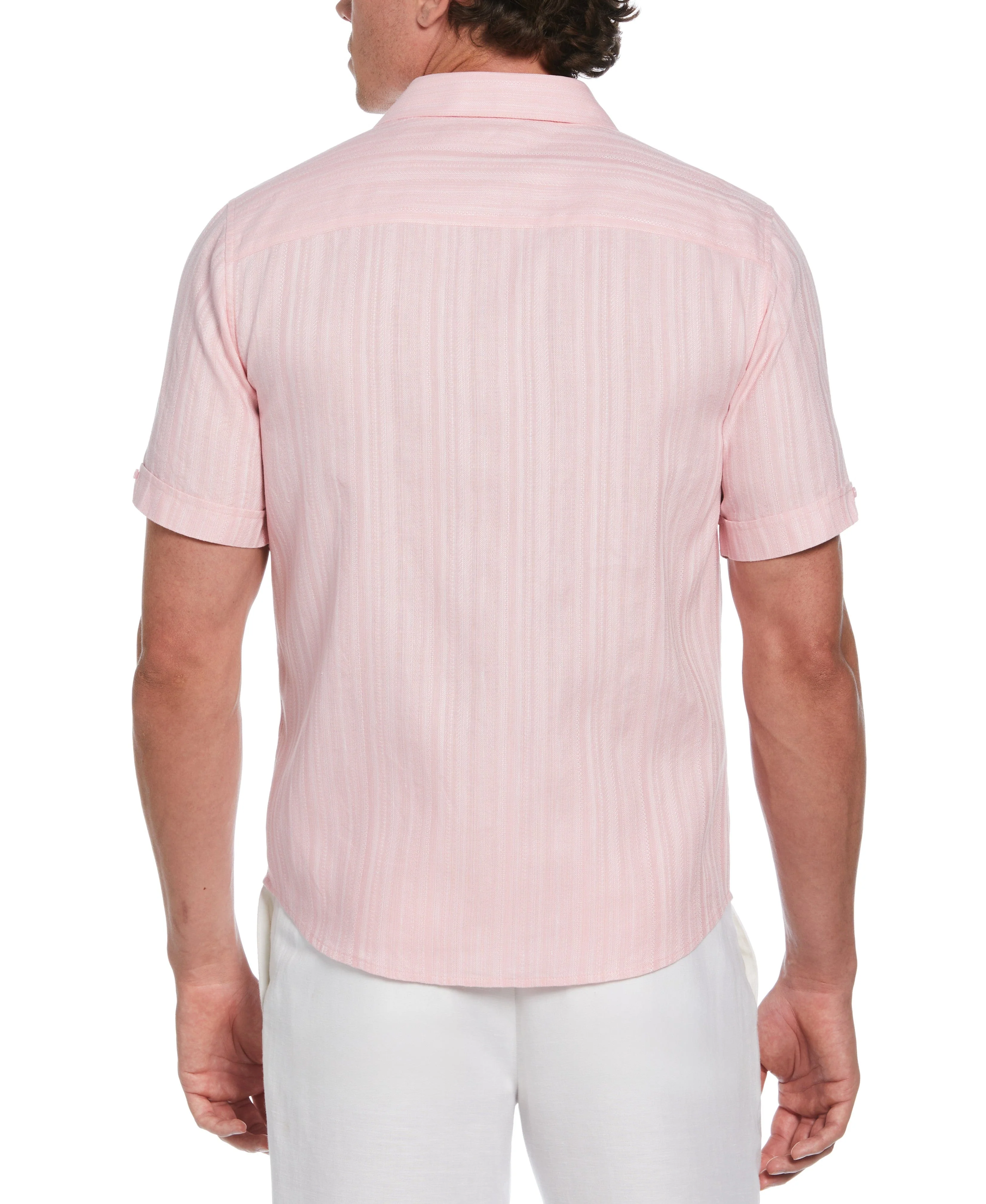 Linen Blend Dobby Stripe Print Shirt - Image 2