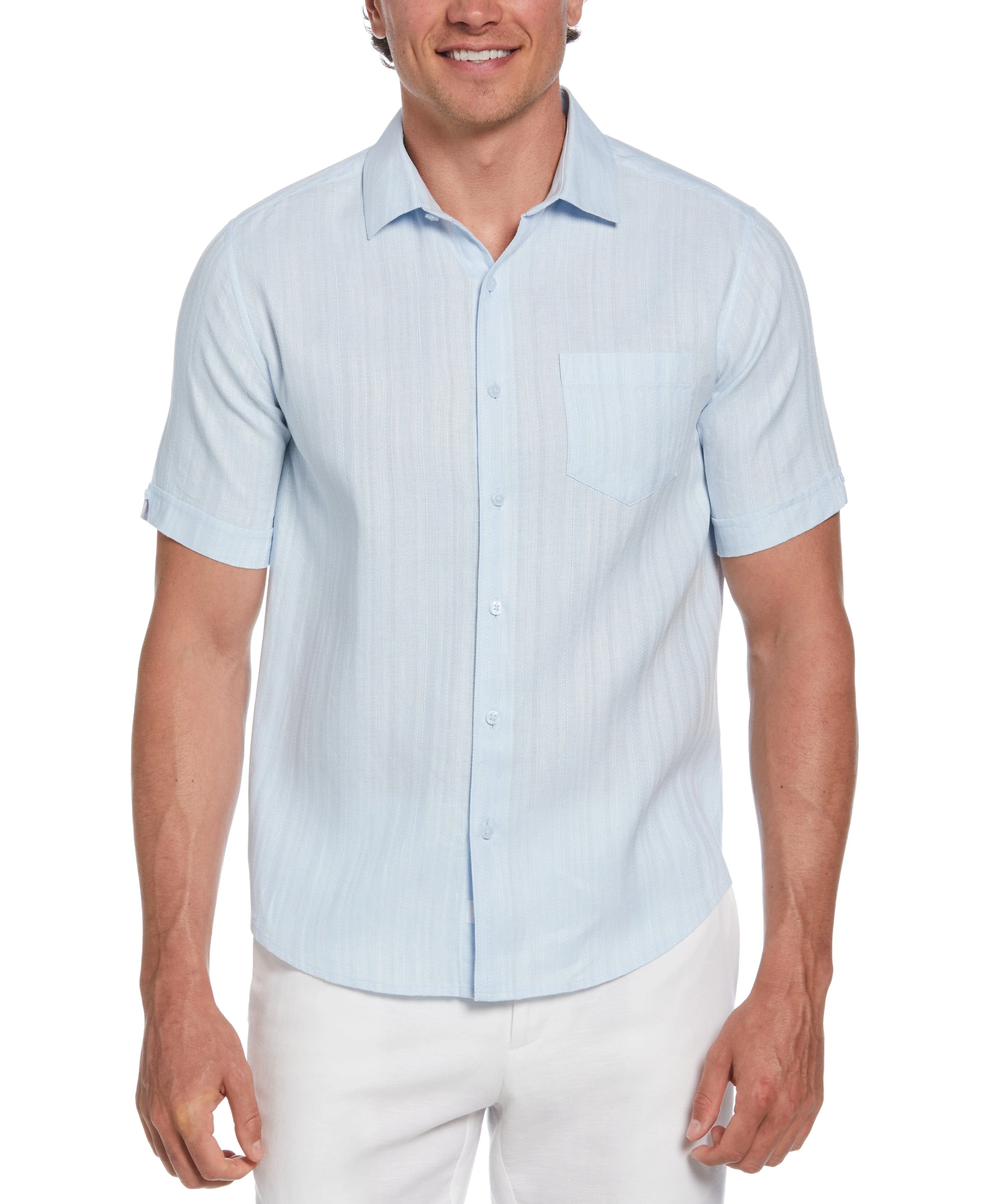 Linen Blend Dobby Stripe Print Shirt - Image 6
