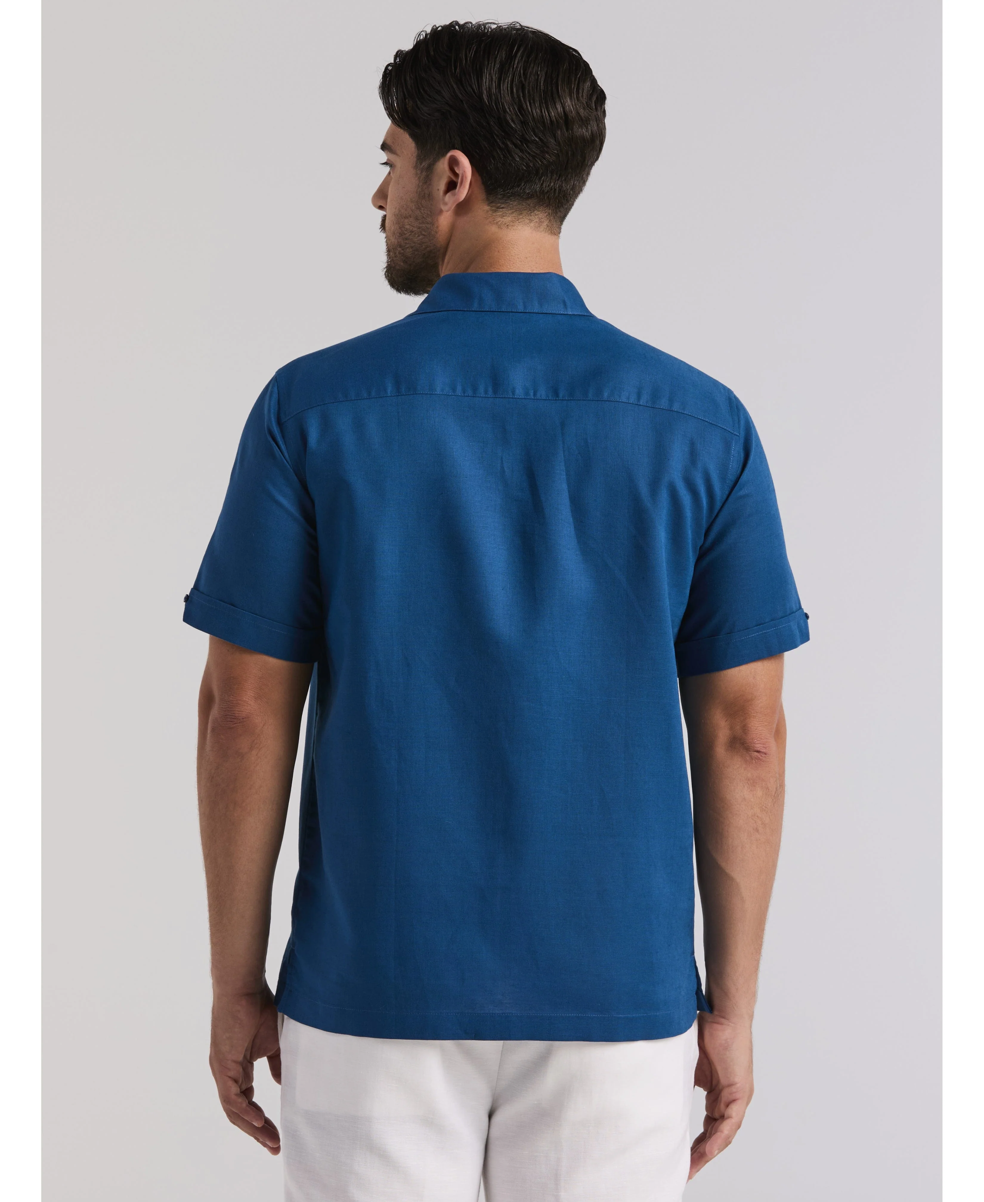 Linen Blend Embroidered Panel Shirt - Image 14