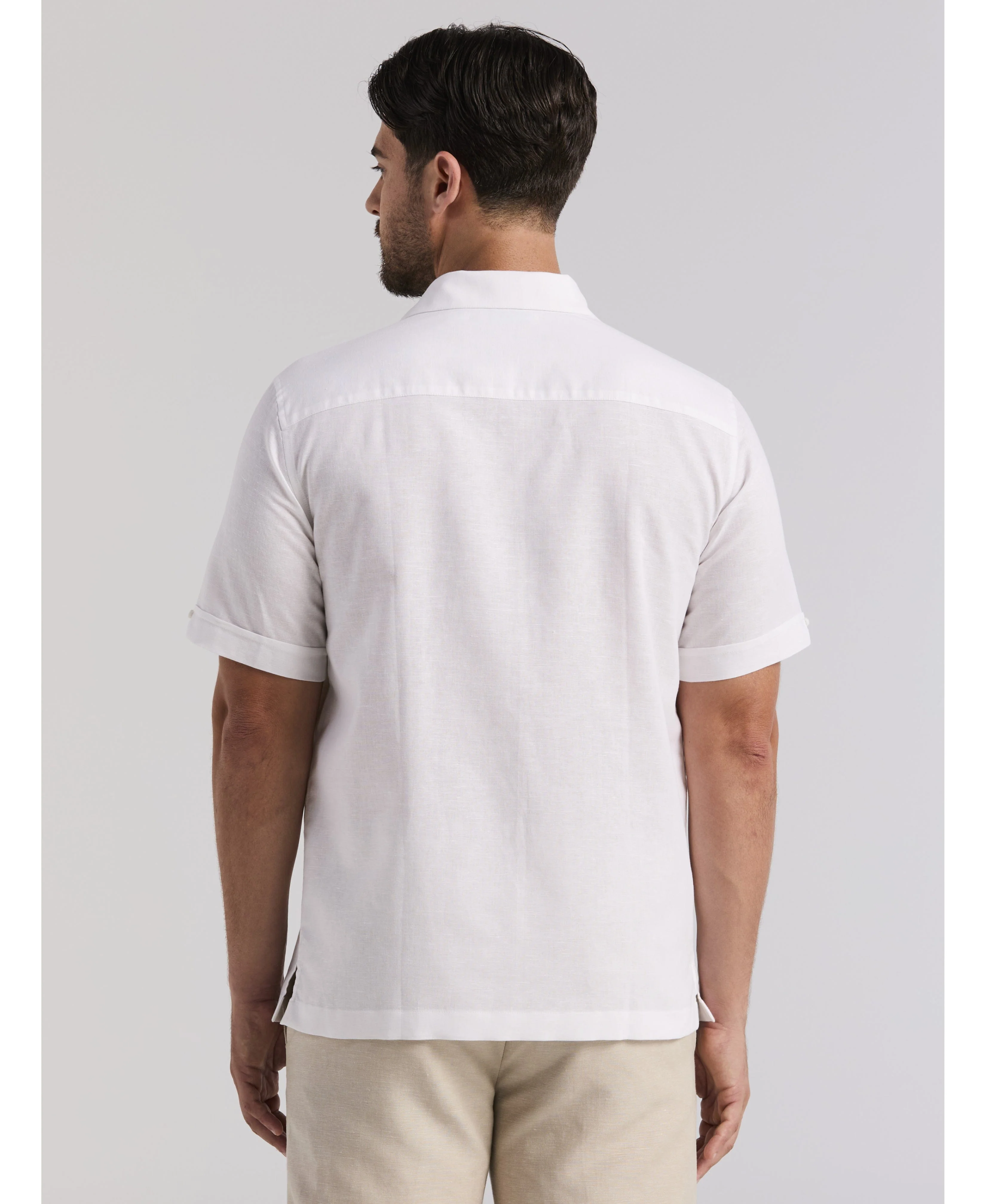 Linen Blend Embroidered Panel Shirt - Image 8