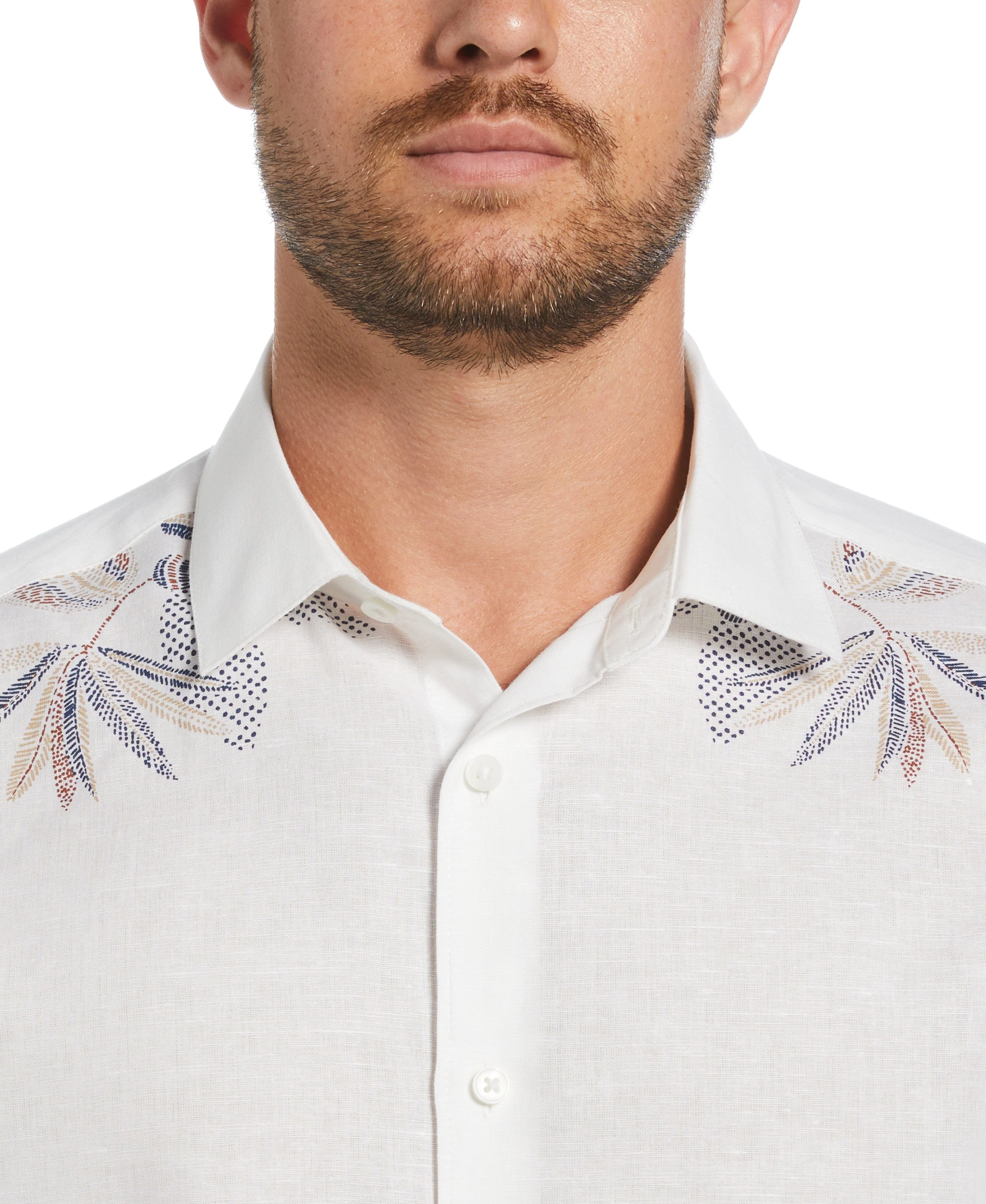 Linen Blend Engineered Floral Print Shirt - Image 4