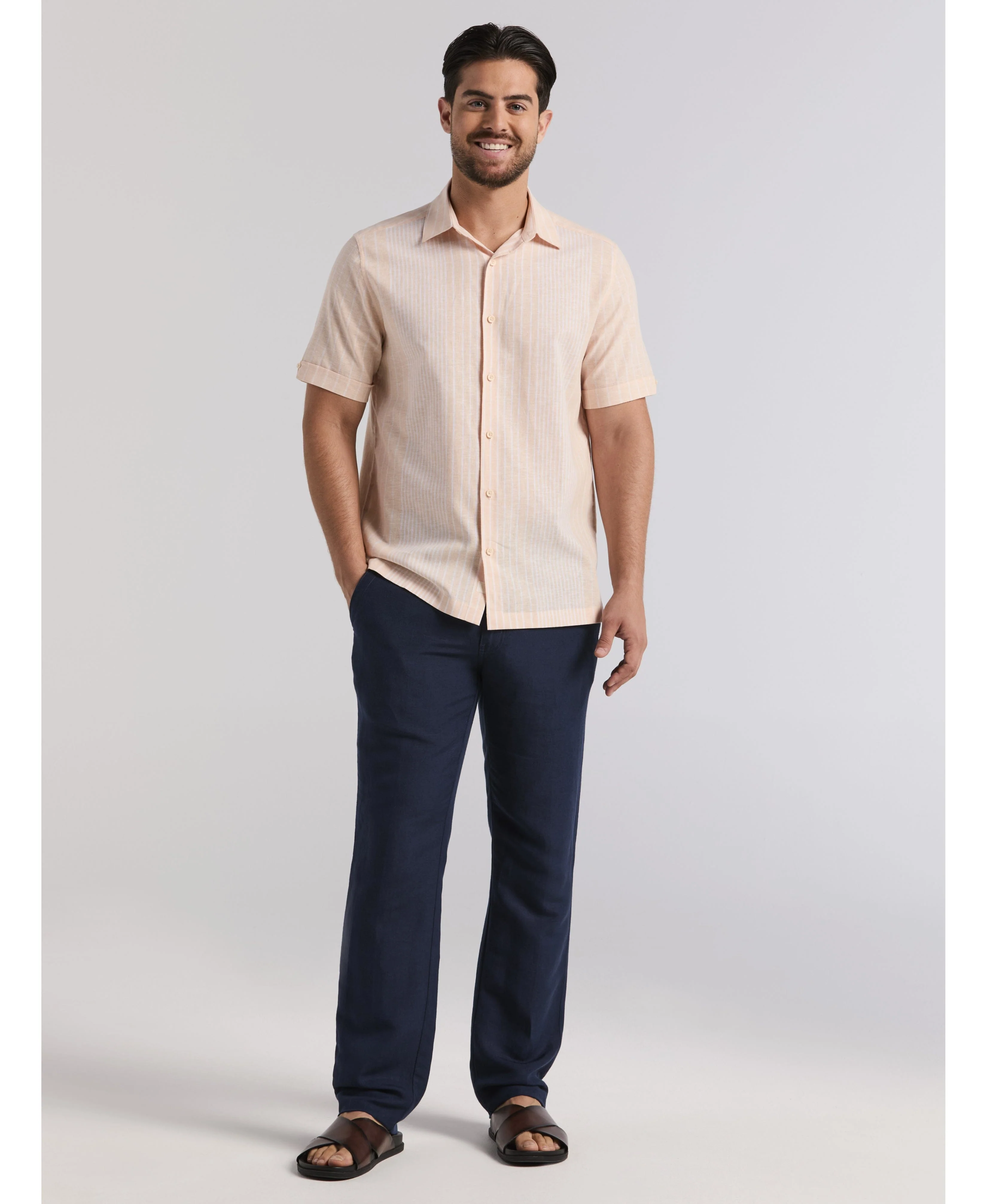 Linen Blend Engineered Stripe Shirt - Image 4