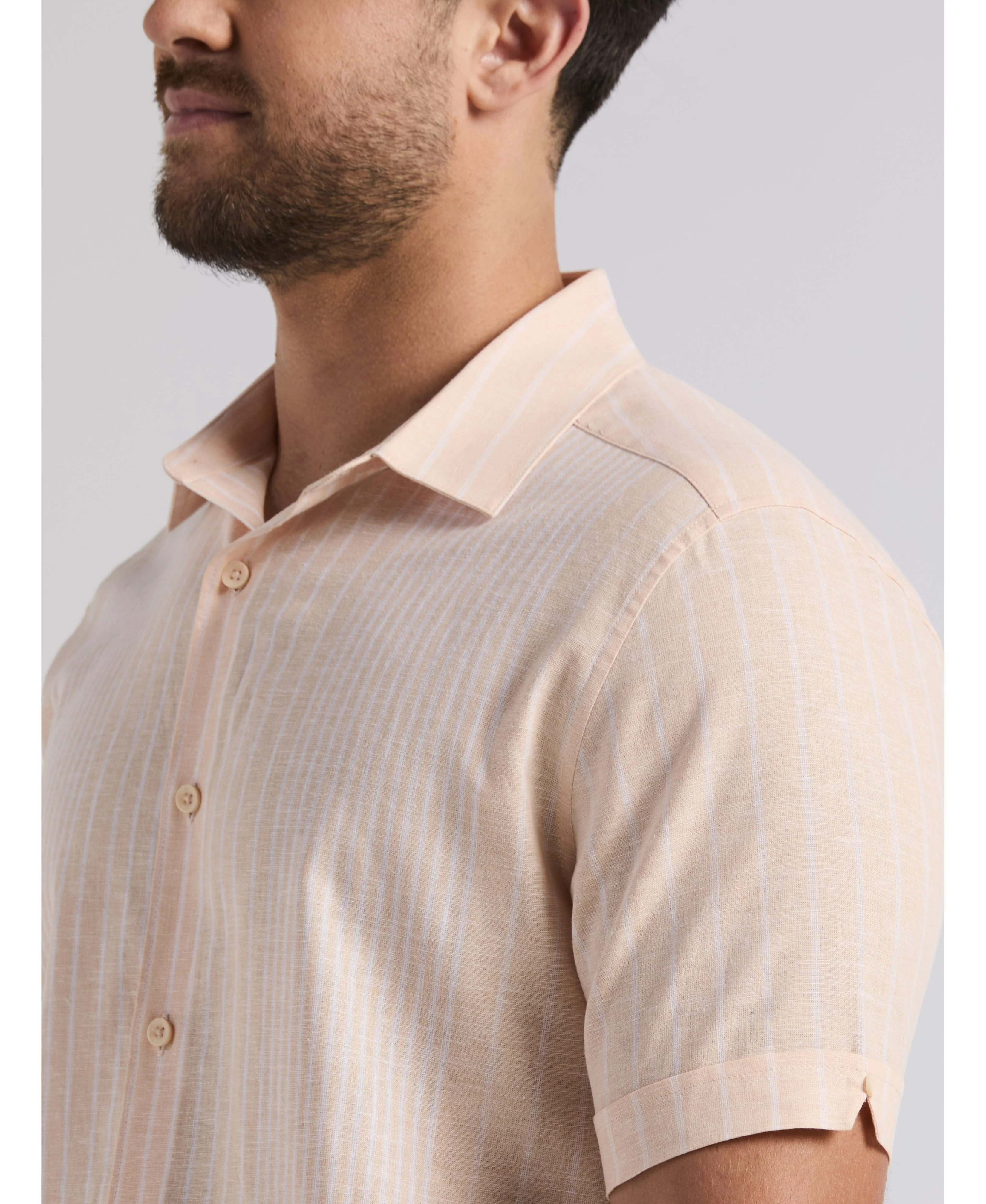 Linen Blend Engineered Stripe Shirt - Image 5