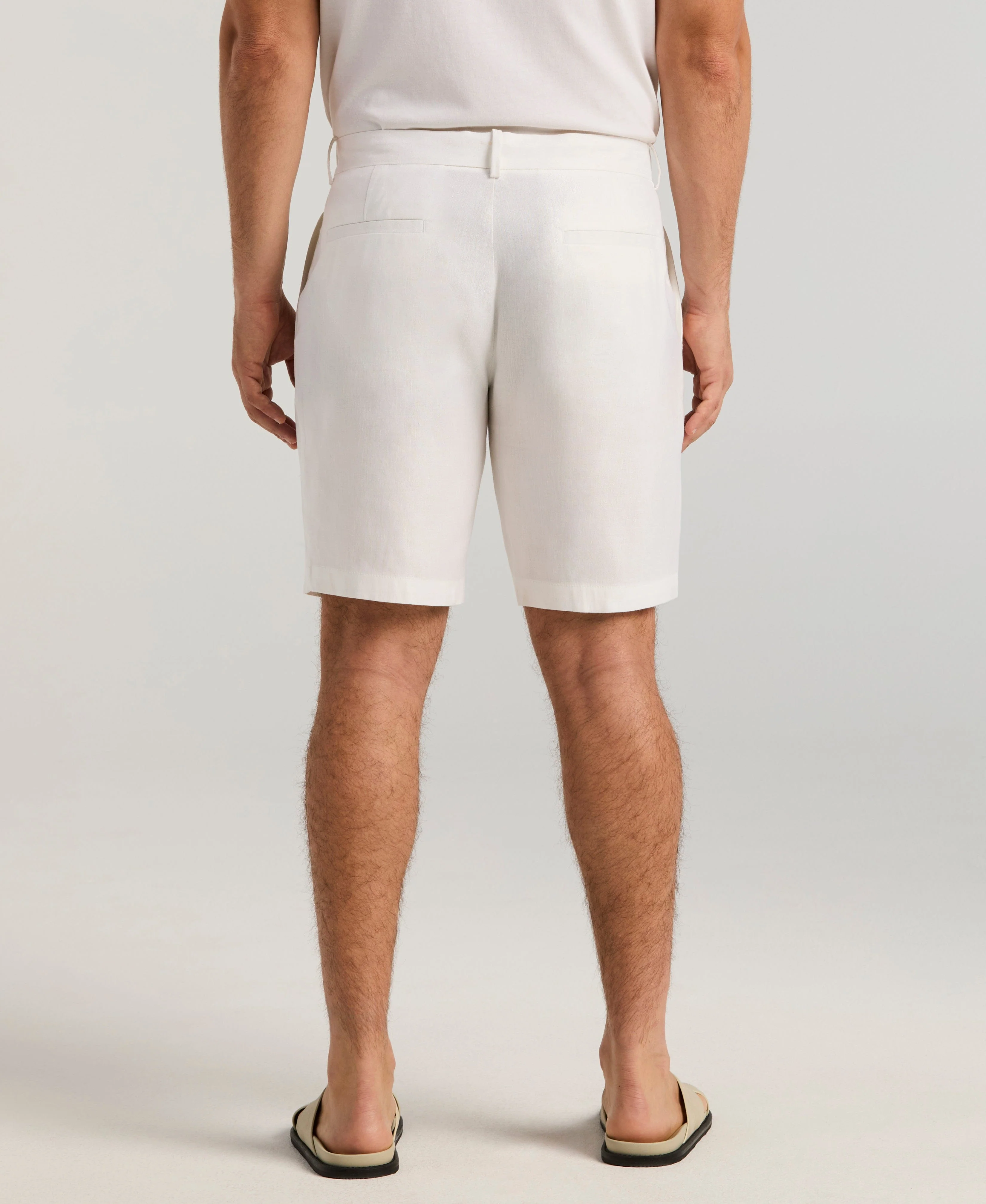 Linen-Blend Stretch Flat-Front Shorts - Image 10