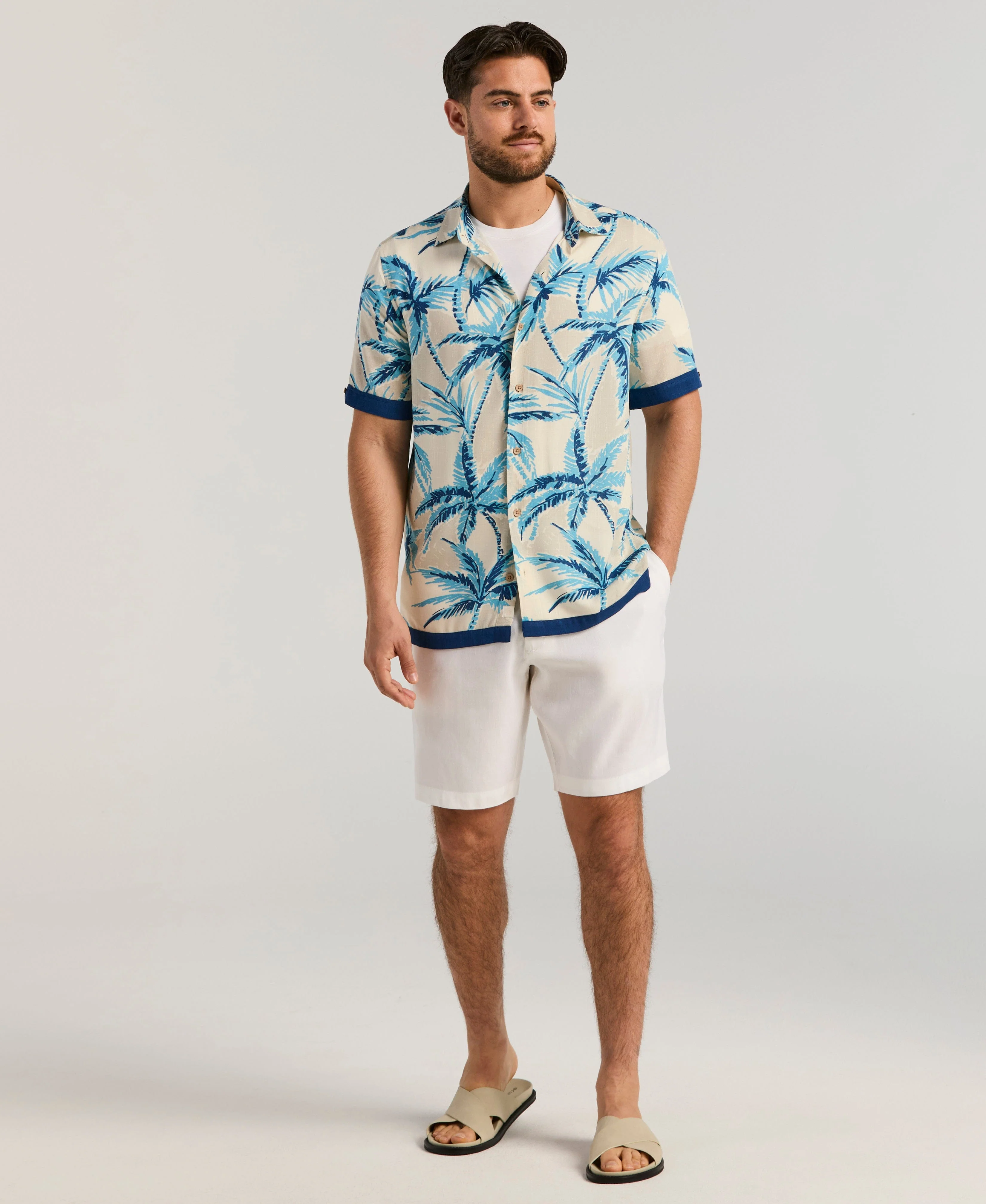 Linen-Blend Stretch Flat-Front Shorts - Image 11